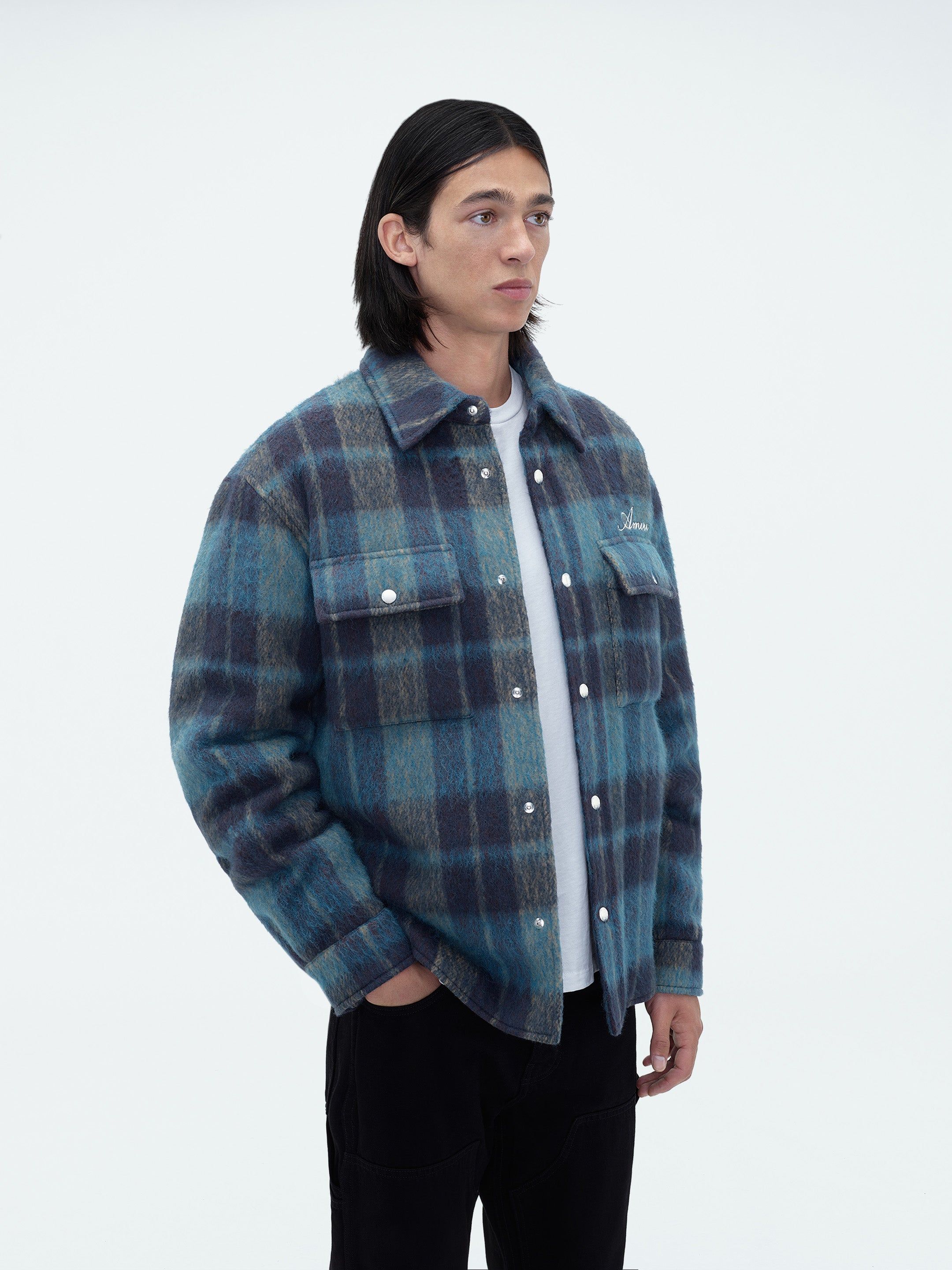 BRUSHED PLAID OVERSHIRT - AQUA sold by AMIRI product image thumbnail 3
