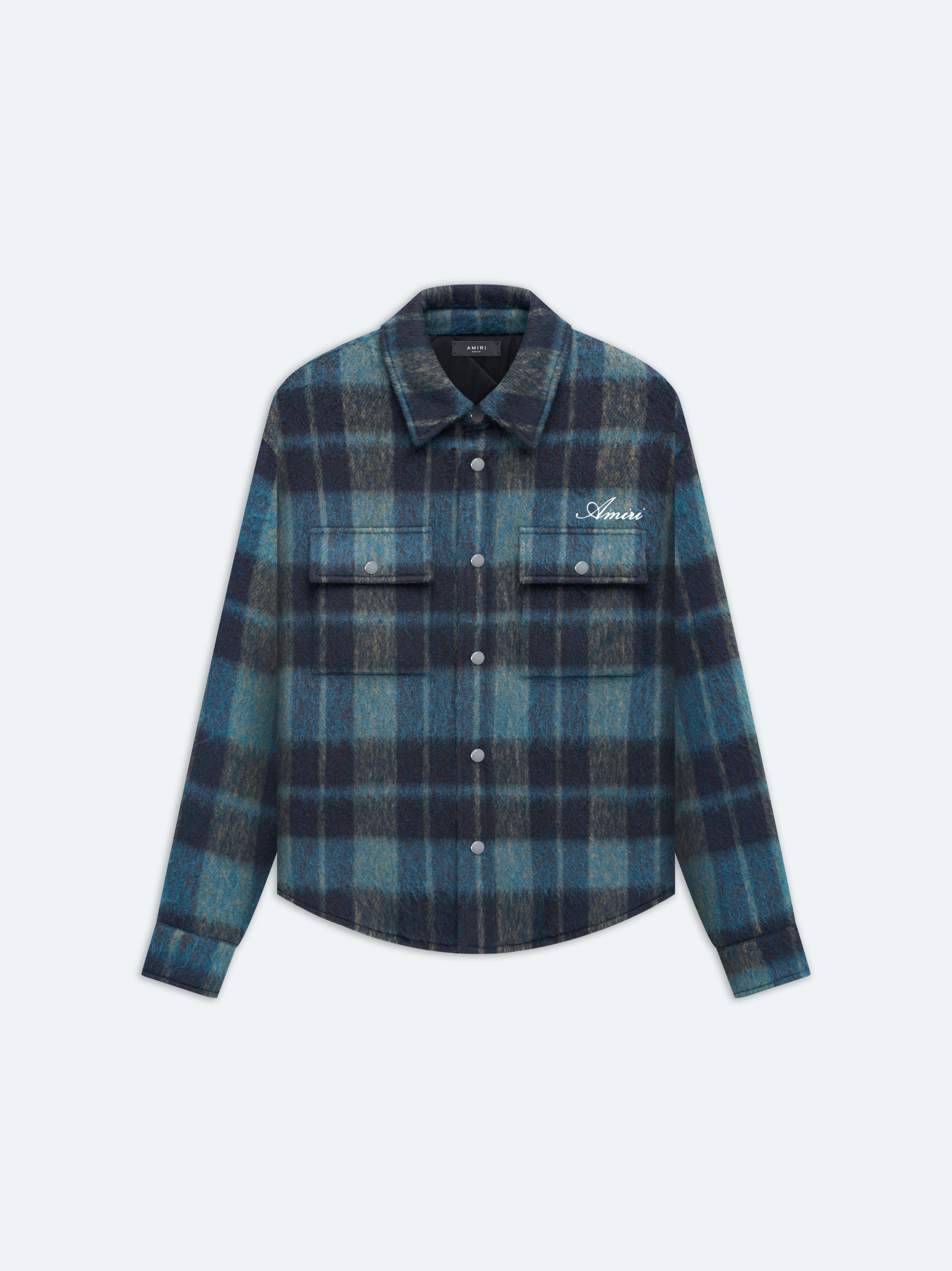 BRUSHED PLAID OVERSHIRT - AQUA sold by AMIRI