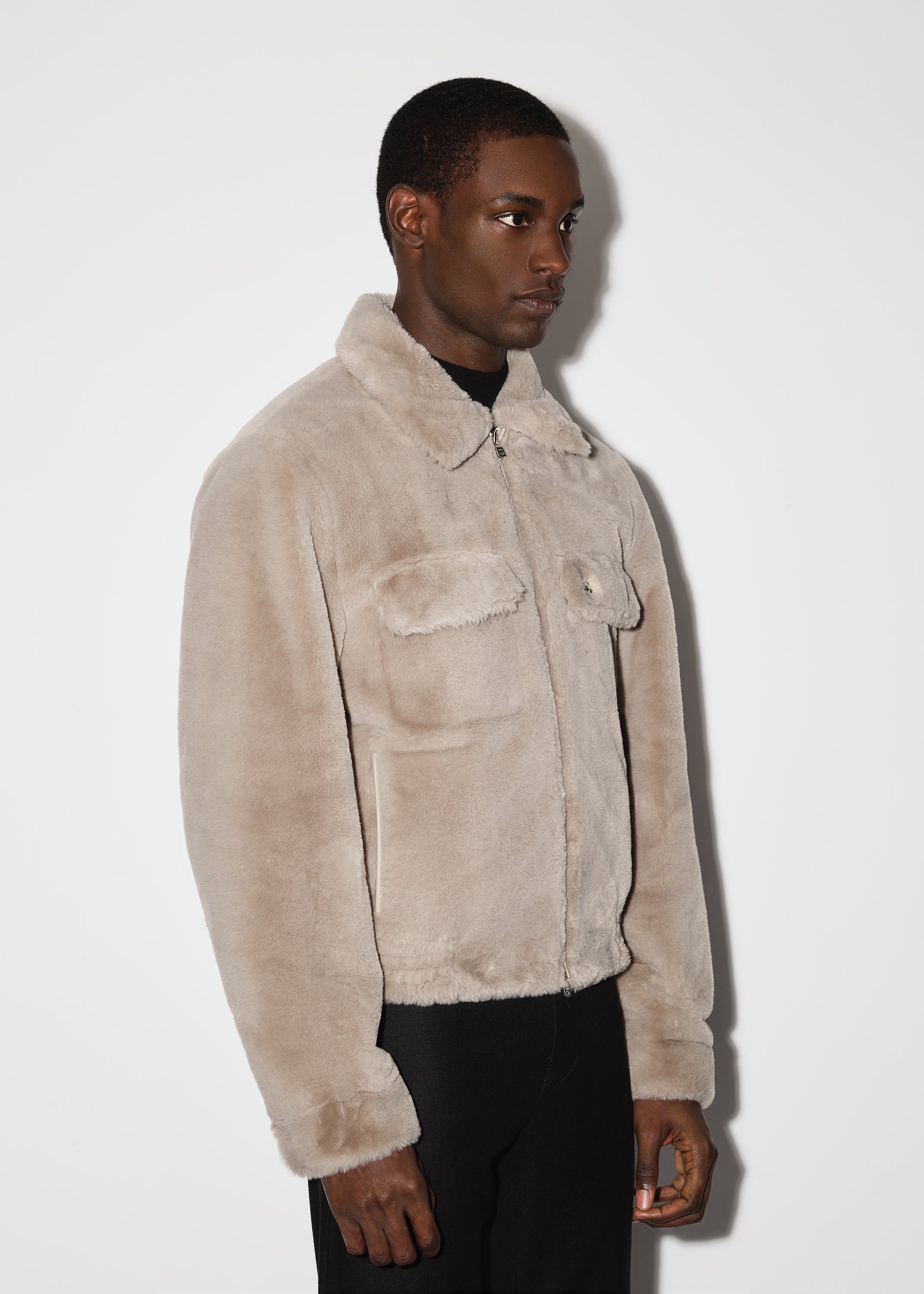 FAUX FUR ZIP BLOUSON - TAUPE sold by AMIRI product image thumbnail 4