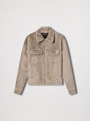FAUX FUR ZIP BLOUSON - TAUPE made by AMIRI