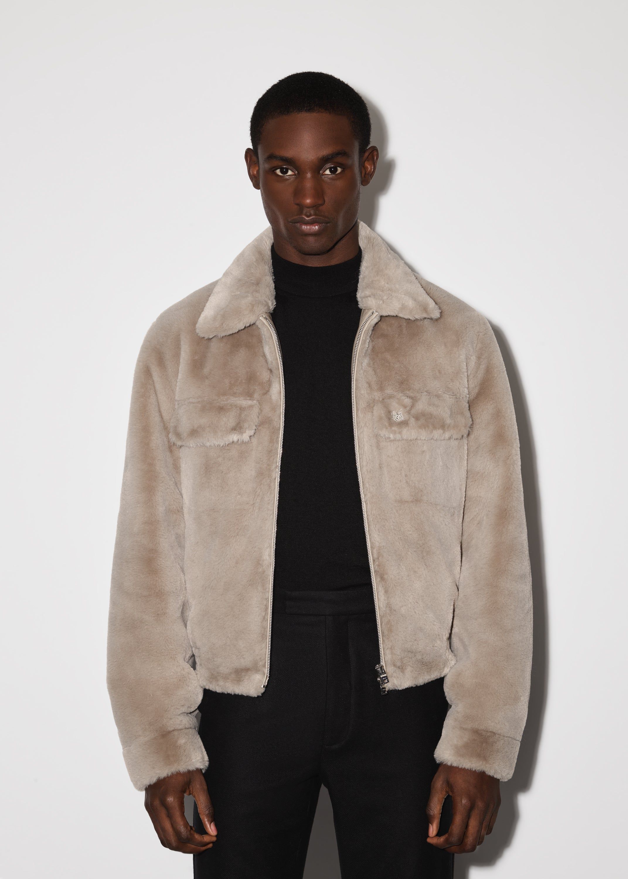 FAUX FUR ZIP BLOUSON - TAUPE sold by AMIRI product image thumbnail 3