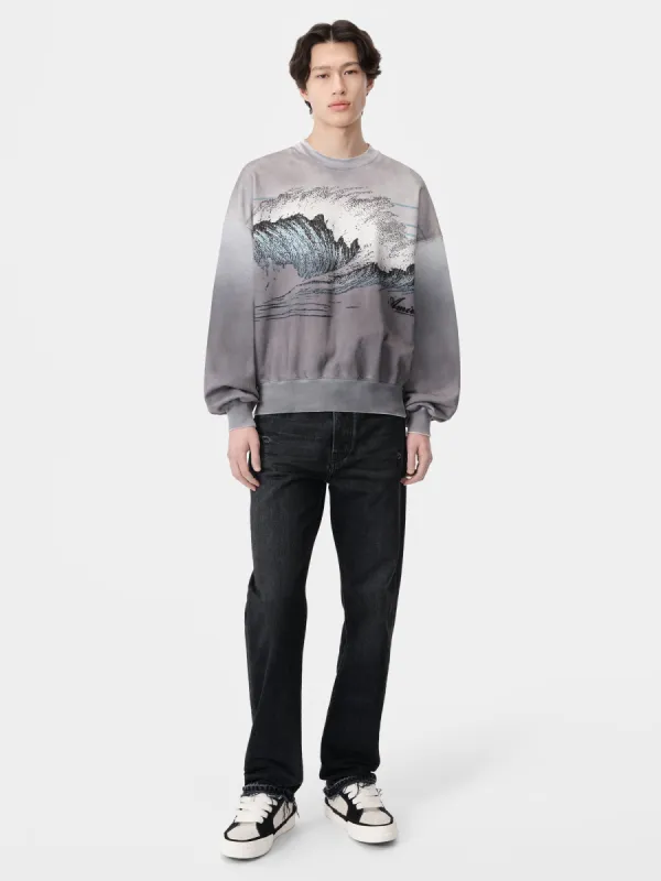 VINTAGE WAVE OVERSIZED CREW - Black made by AMIRI