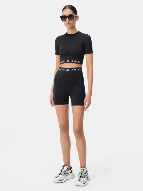 WOMEN - WOMEN'S MA RIBBED SEAMLESS S/S TOP - Black sold by AMIRI