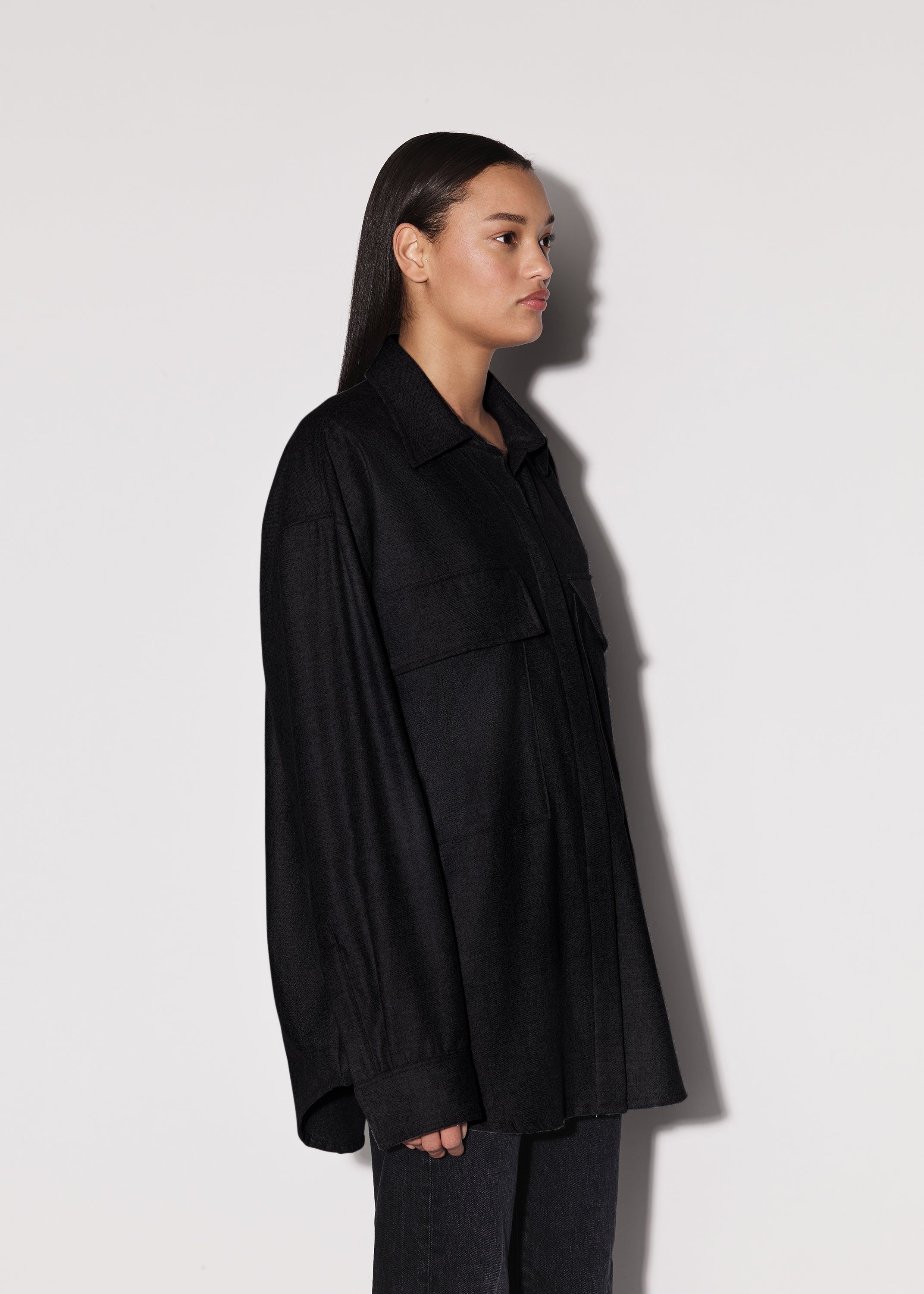 WOMEN - LEATHER WORKWEAR SHIRT - BLACK sold by AMIRI product image thumbnail 4