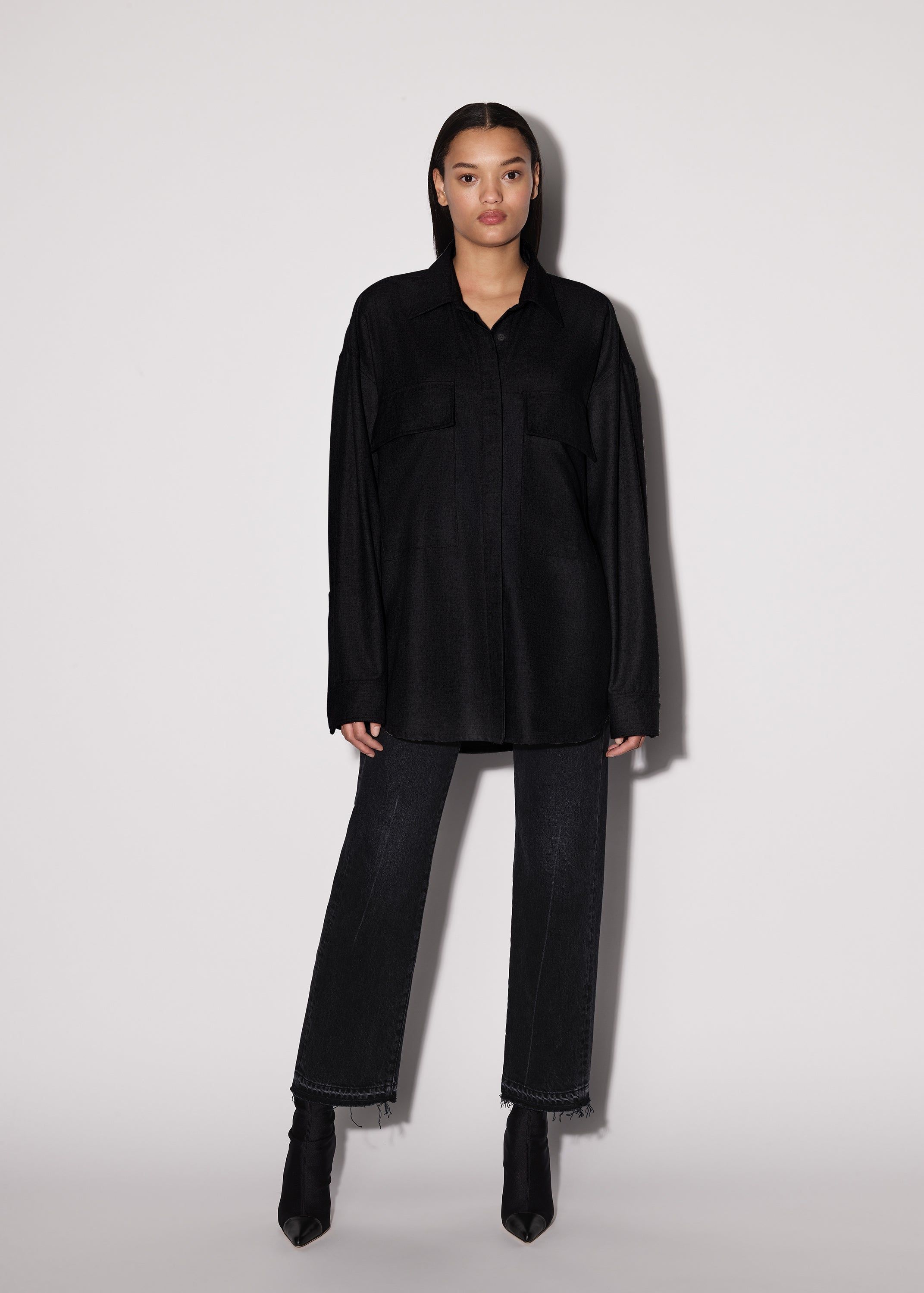 WOMEN - LEATHER WORKWEAR SHIRT - BLACK sold by AMIRI product image thumbnail 2