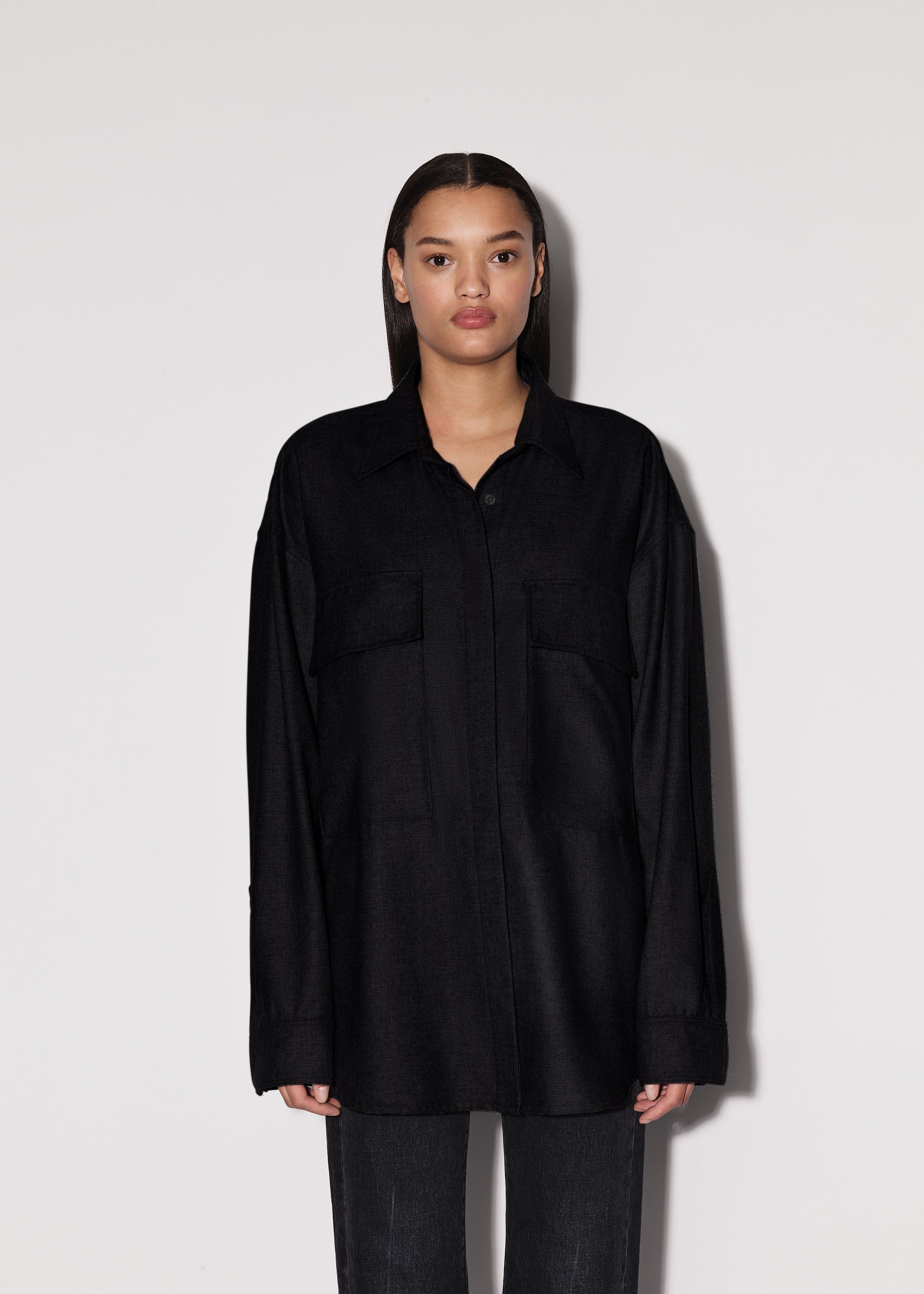 WOMEN - LEATHER WORKWEAR SHIRT - BLACK sold by AMIRI product image thumbnail 3