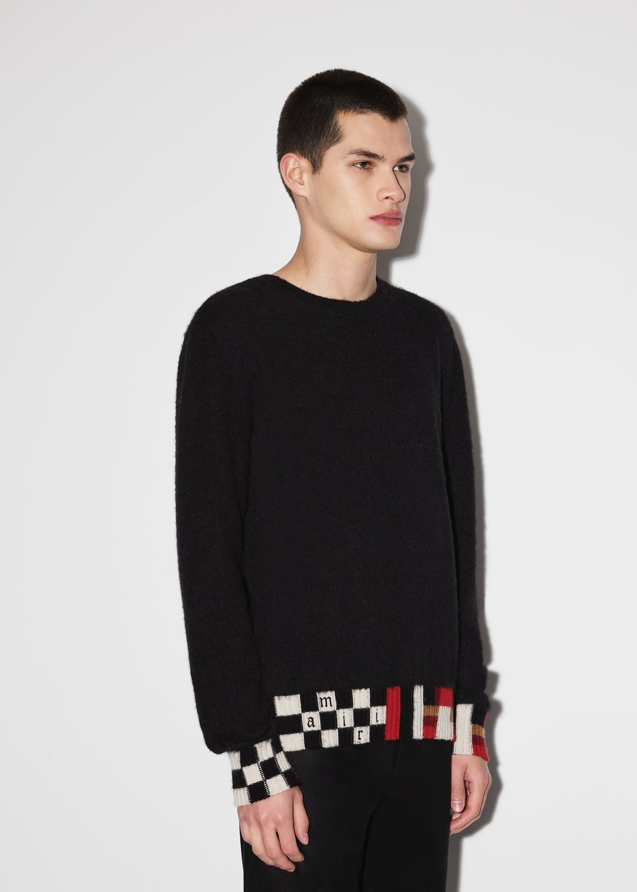CHECKERED HEM CREW - BLACK sold by AMIRI product image thumbnail 3