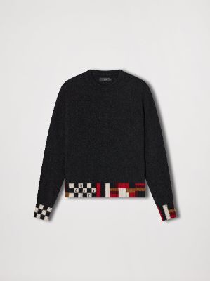 CHECKERED HEM CREW - BLACK made by AMIRI