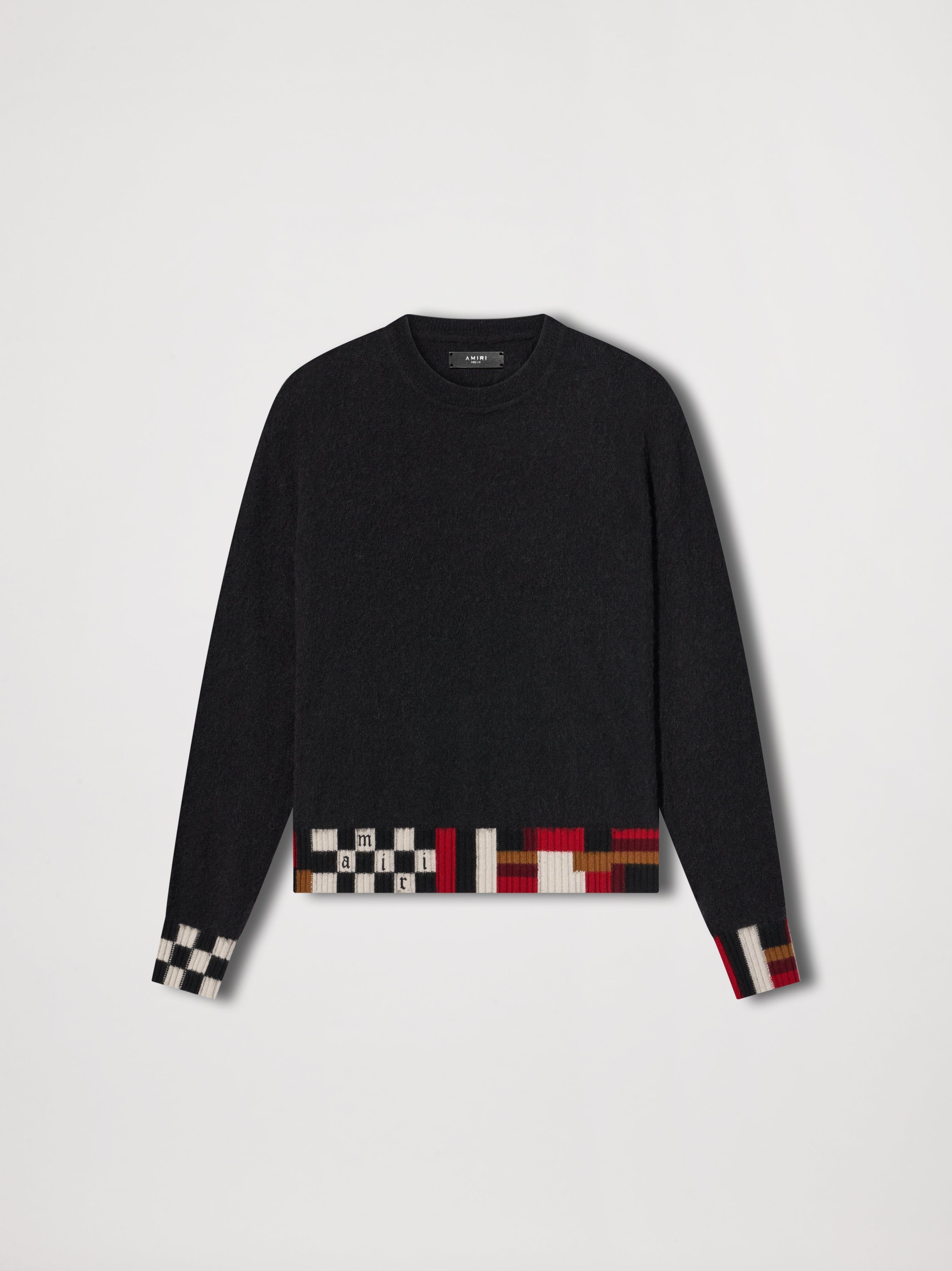 CHECKERED HEM CREW - BLACK sold by AMIRI