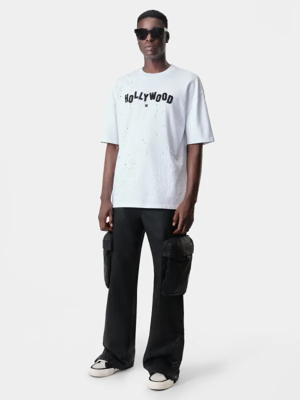 HOLLYWOOD SHOTGUN OVERSIZED TEE - White sold by AMIRI