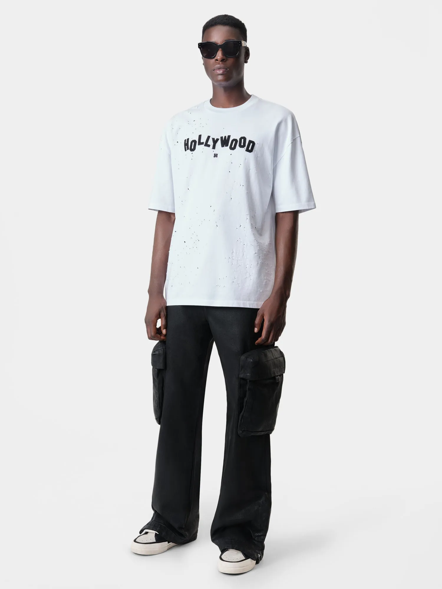 HOLLYWOOD SHOTGUN OVERSIZED TEE - White sold by AMIRI