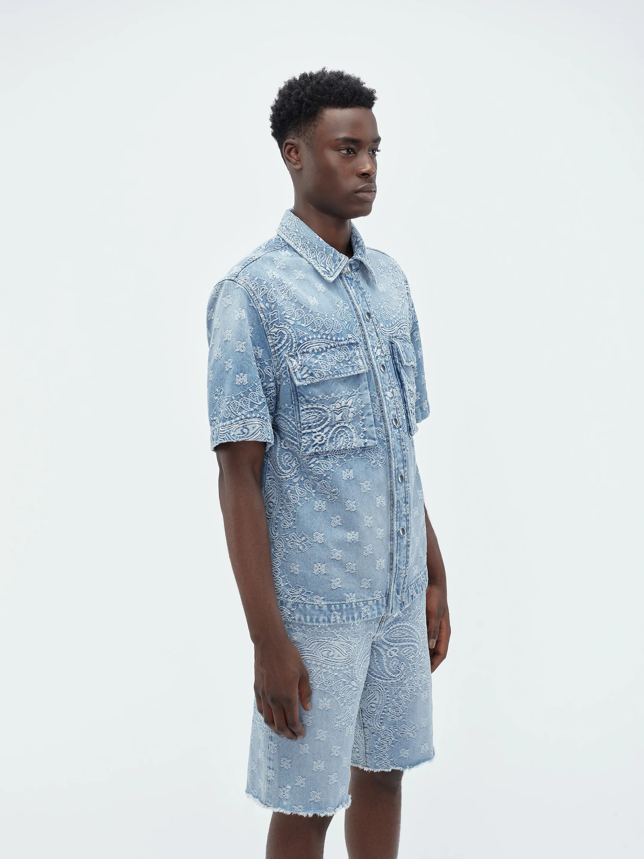 BANDANA JACQUARD SNAP SHORT SLEEVE SHIRT - Perfect Indigo sold by AMIRI product image thumbnail 3