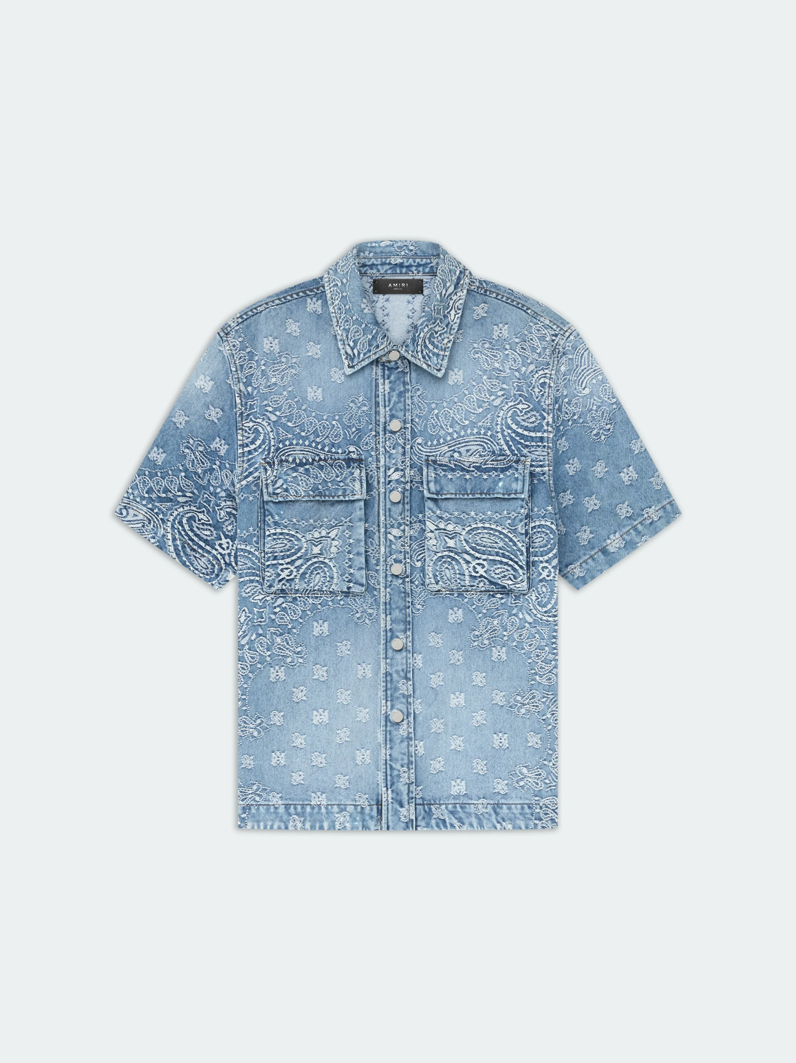 BANDANA JACQUARD SNAP SHORT SLEEVE SHIRT - Perfect Indigo sold by AMIRI