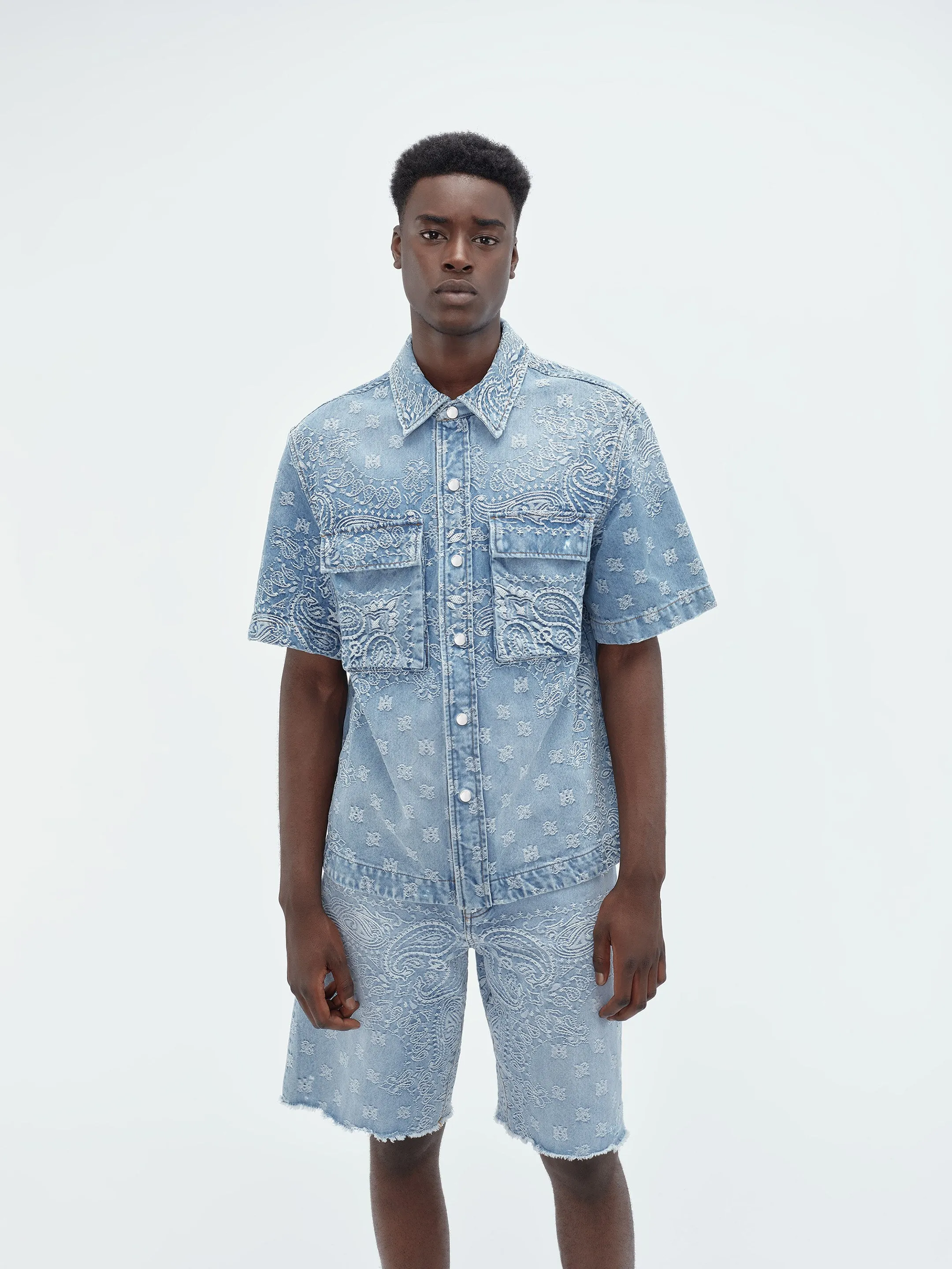 BANDANA JACQUARD SNAP SHORT SLEEVE SHIRT - Perfect Indigo sold by AMIRI product image thumbnail 2