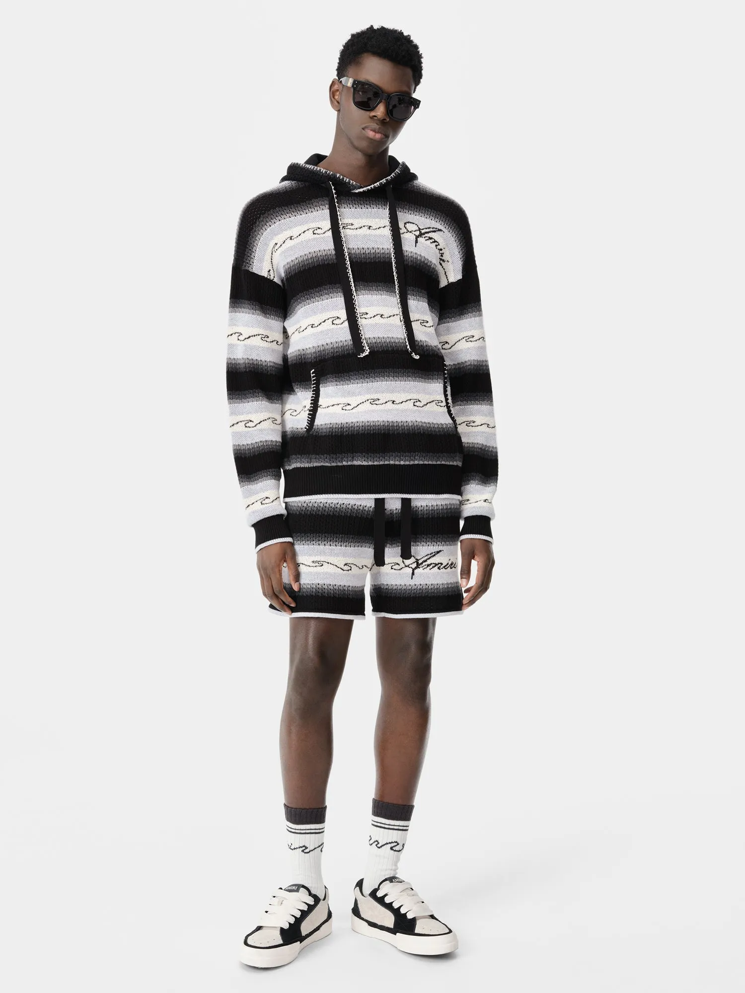 AMRI WAVE BAJA STRIPE HOODIE - Black sold by AMIRI