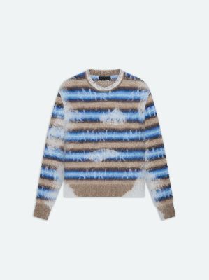 AMIRI STAGGERED STRIPED CREW - Air Blue made by AMIRI