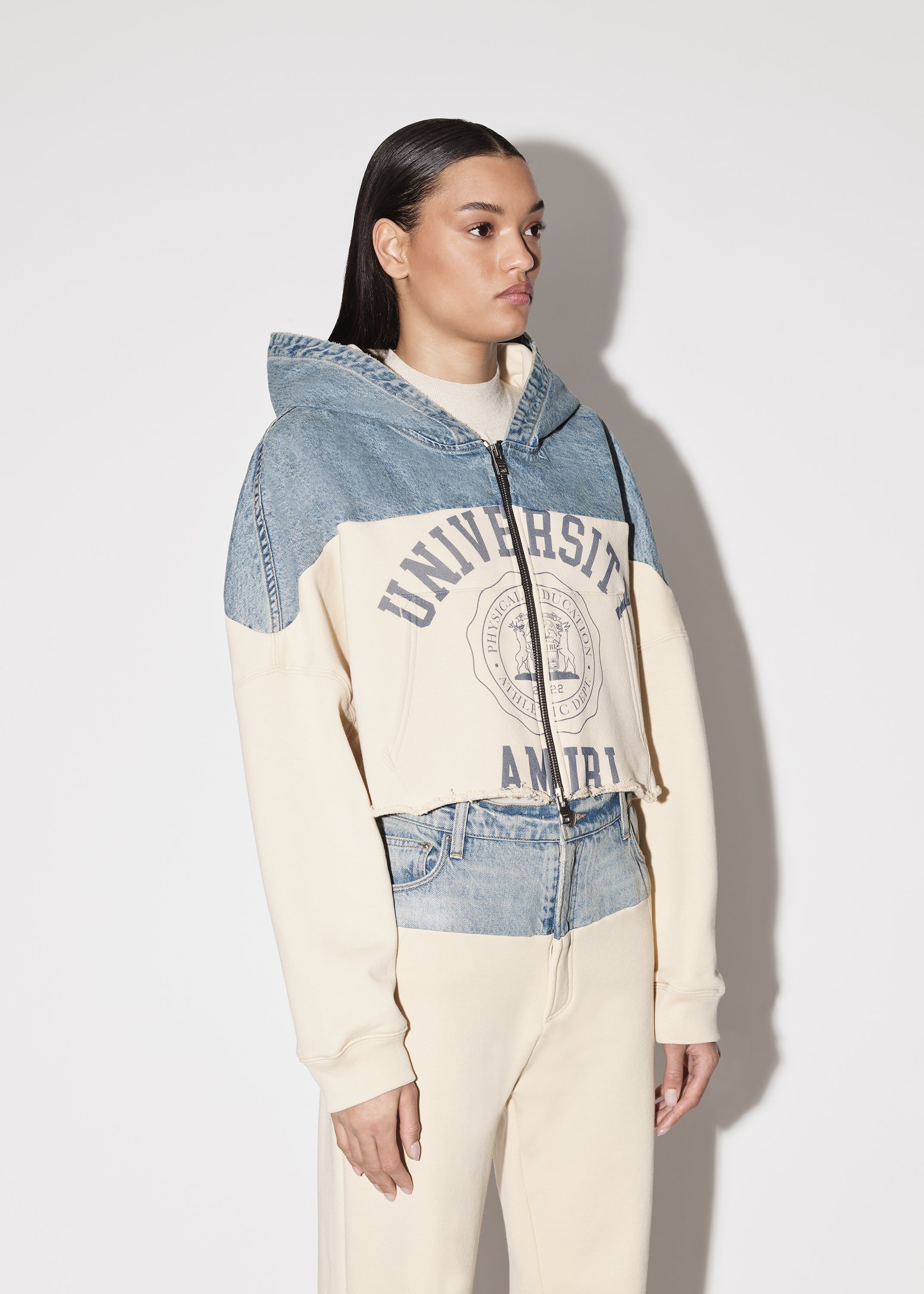 WOMEN - HYBRID ZIP UP HOODIE - VINTAGE INDIGO / ALABASTER sold by AMIRI product image thumbnail 4