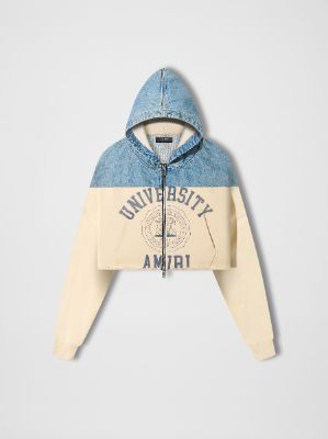 WOMEN - HYBRID ZIP UP HOODIE - VINTAGE INDIGO / ALABASTER sold by AMIRI