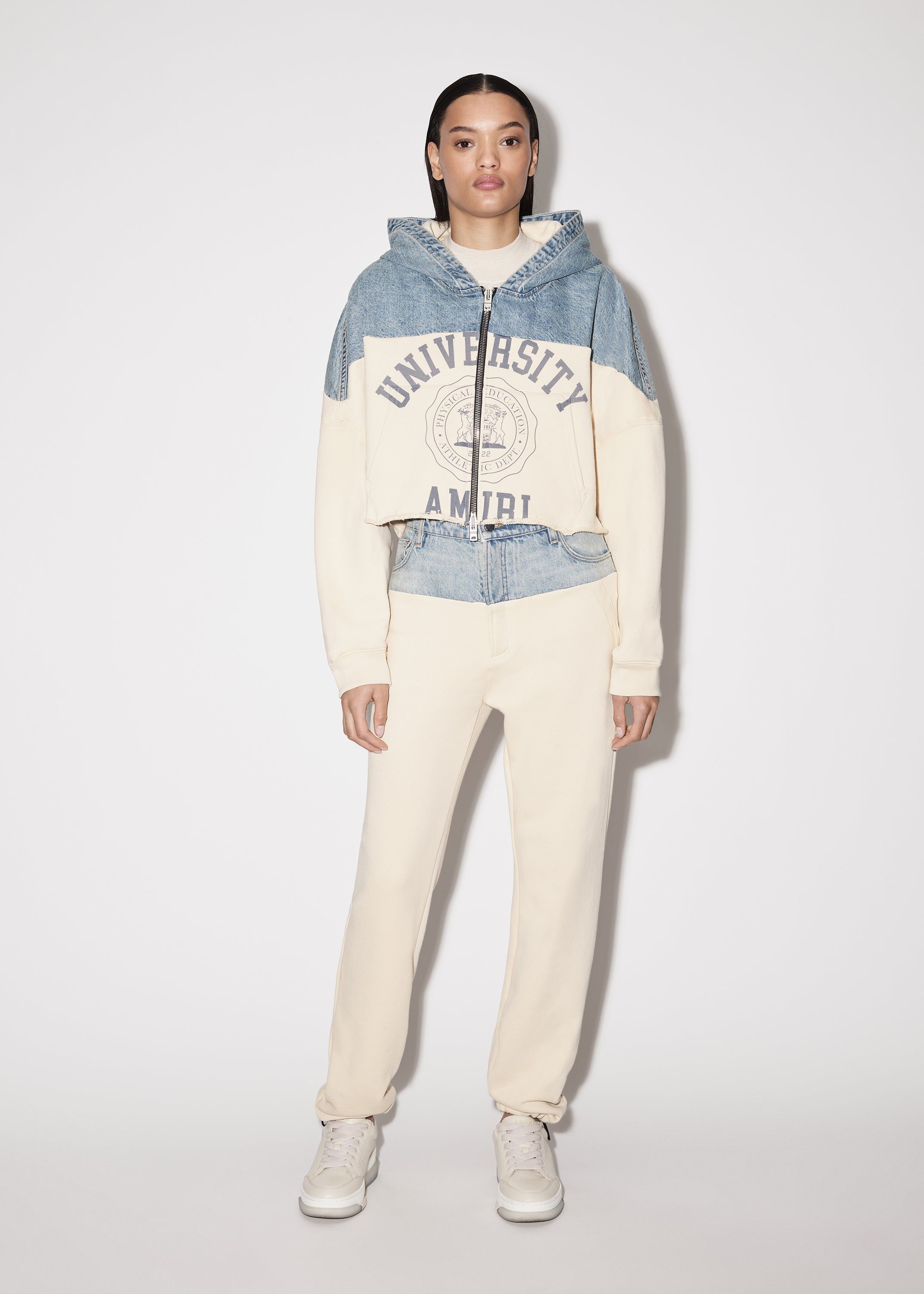 WOMEN - HYBRID ZIP UP HOODIE - VINTAGE INDIGO / ALABASTER sold by AMIRI product image thumbnail 2