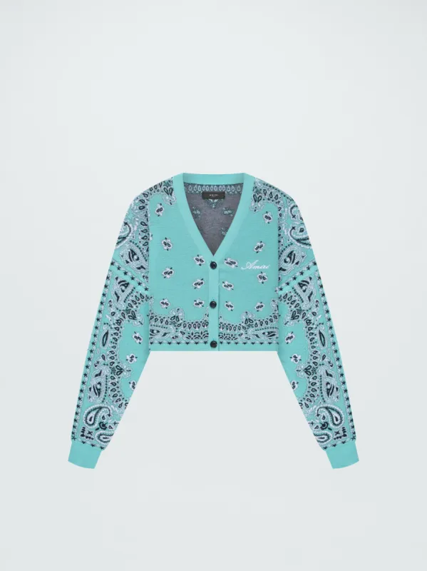 WOMEN - BANDANA CARDIGAN - TEAL made by AMIRI