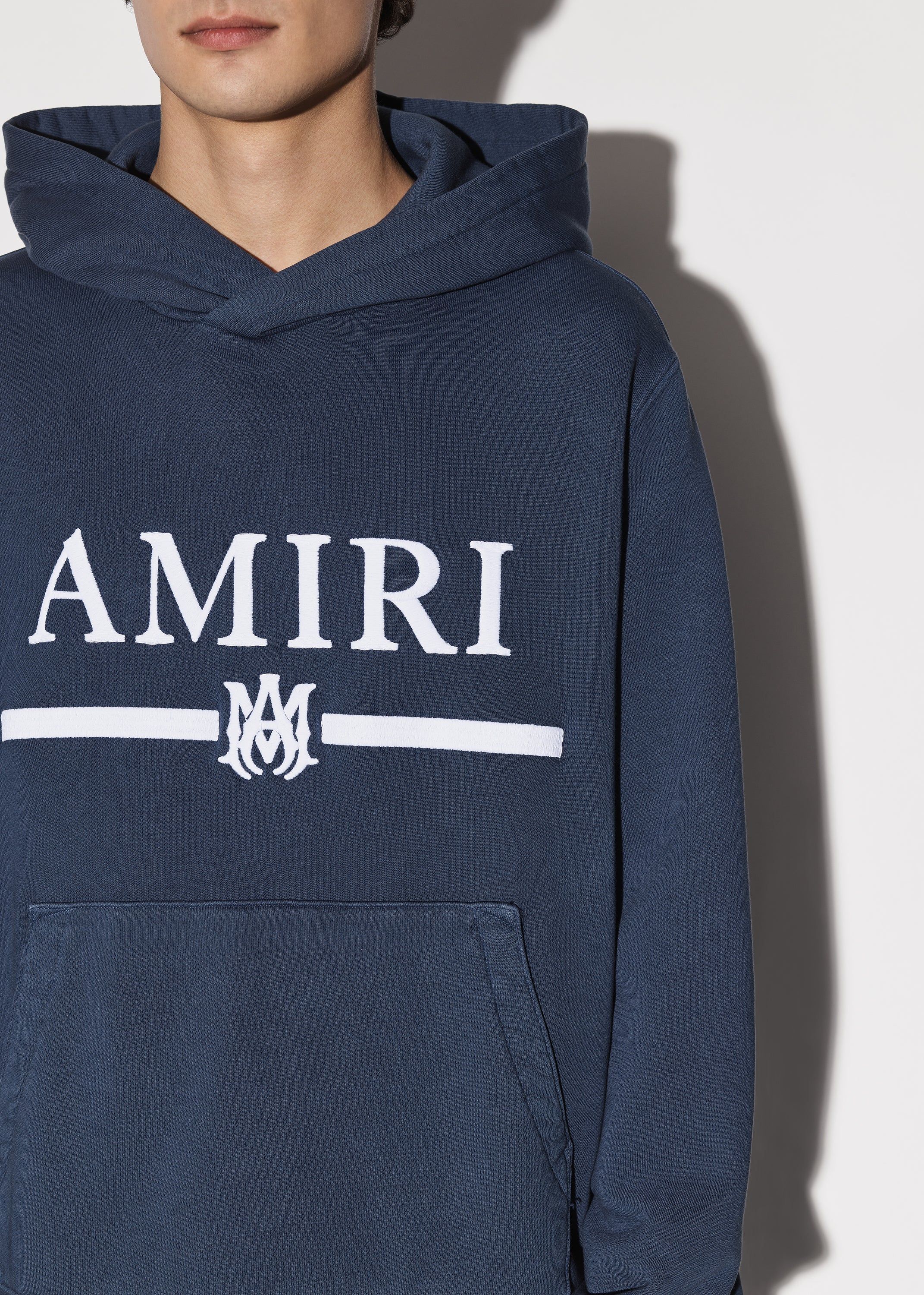 AMIRI M.A. BAR EMBROIDERY HOODIE - POND BLUE | Parallel