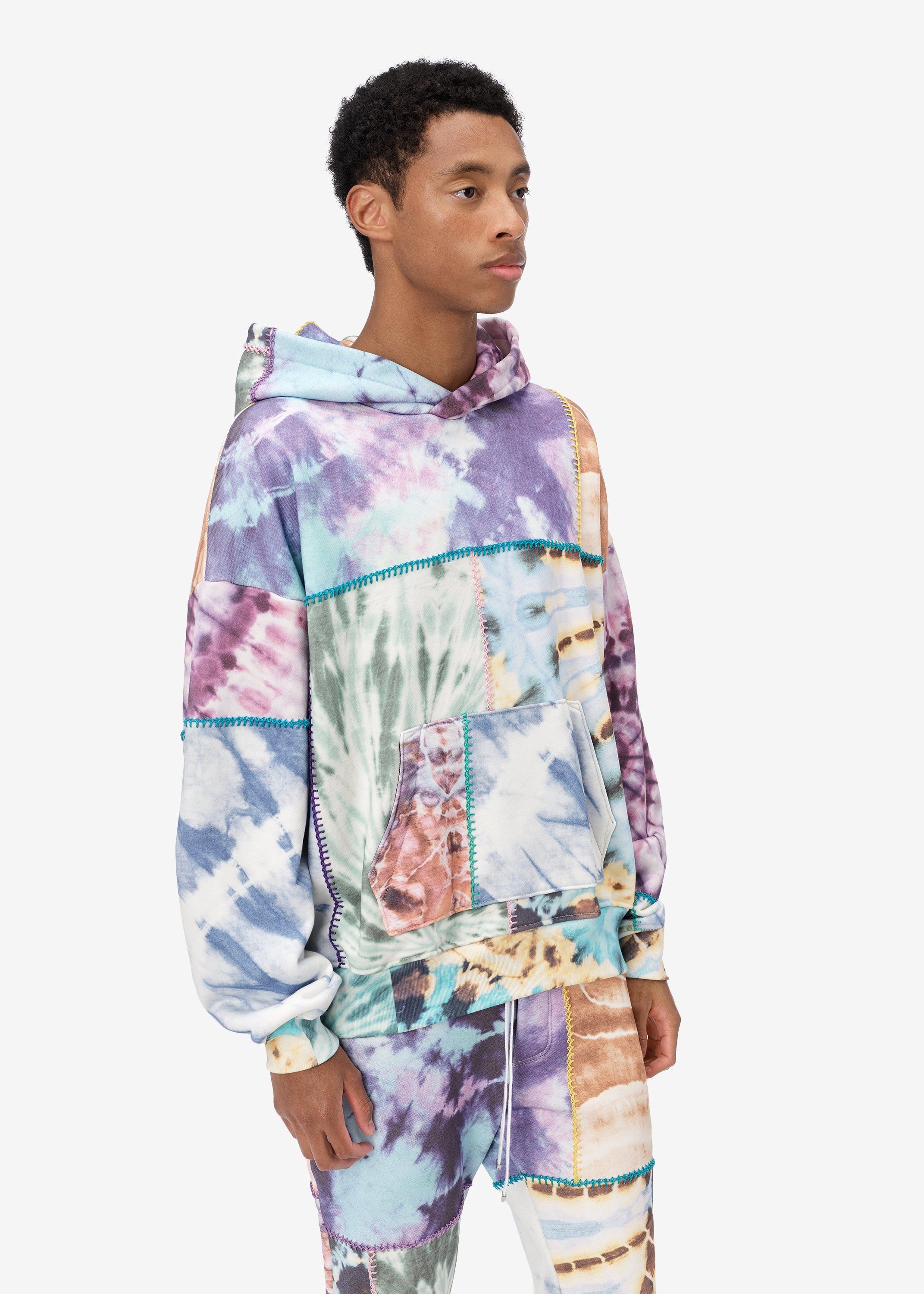 OVERSIZED TIE DYE PATCHWORK HOODIE - MULTI sold by AMIRI product image thumbnail 3