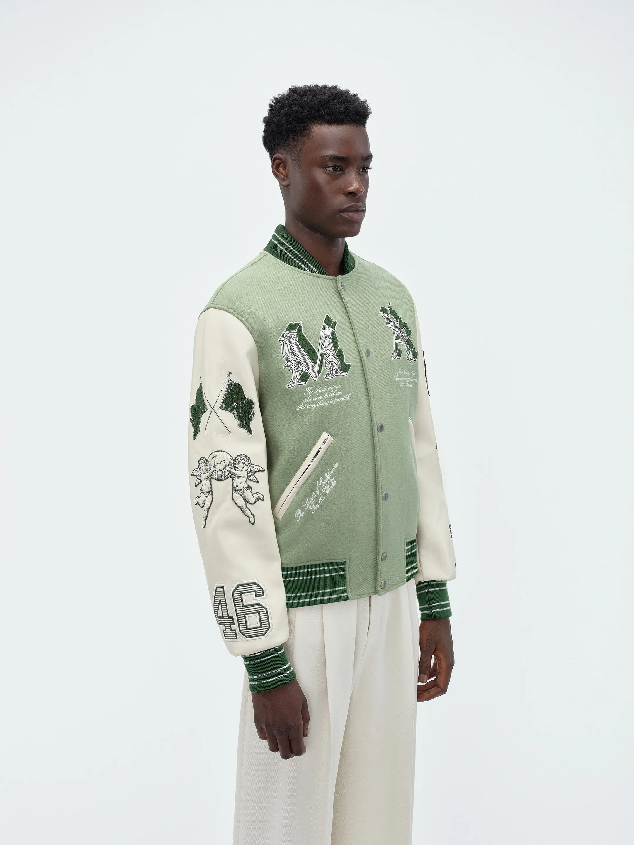 MA ANGEL VARSITY JACKET - Mineral Green sold by AMIRI product image thumbnail 4