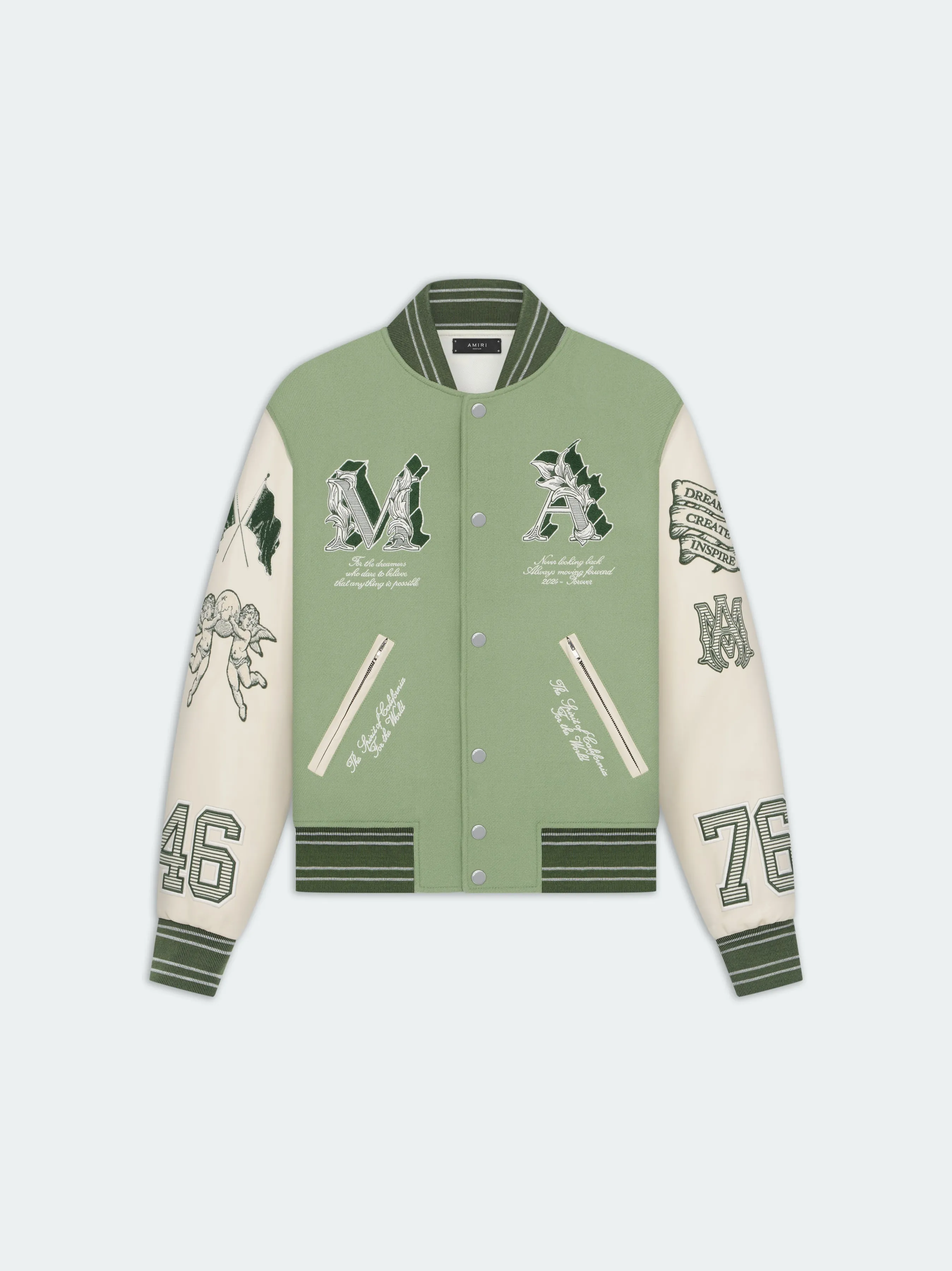 MA ANGEL VARSITY JACKET - Mineral Green sold by AMIRI