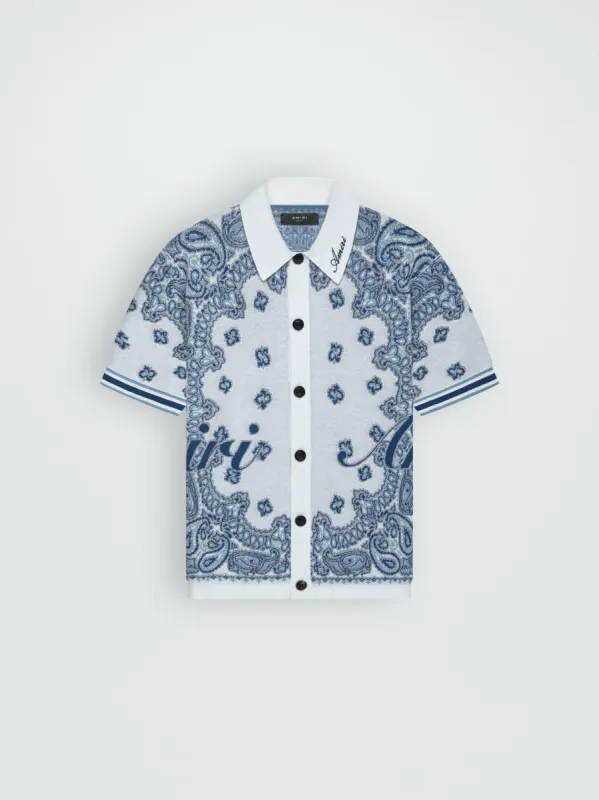 COTTON BANDANA SS POLO - WHITE sold by AMIRI