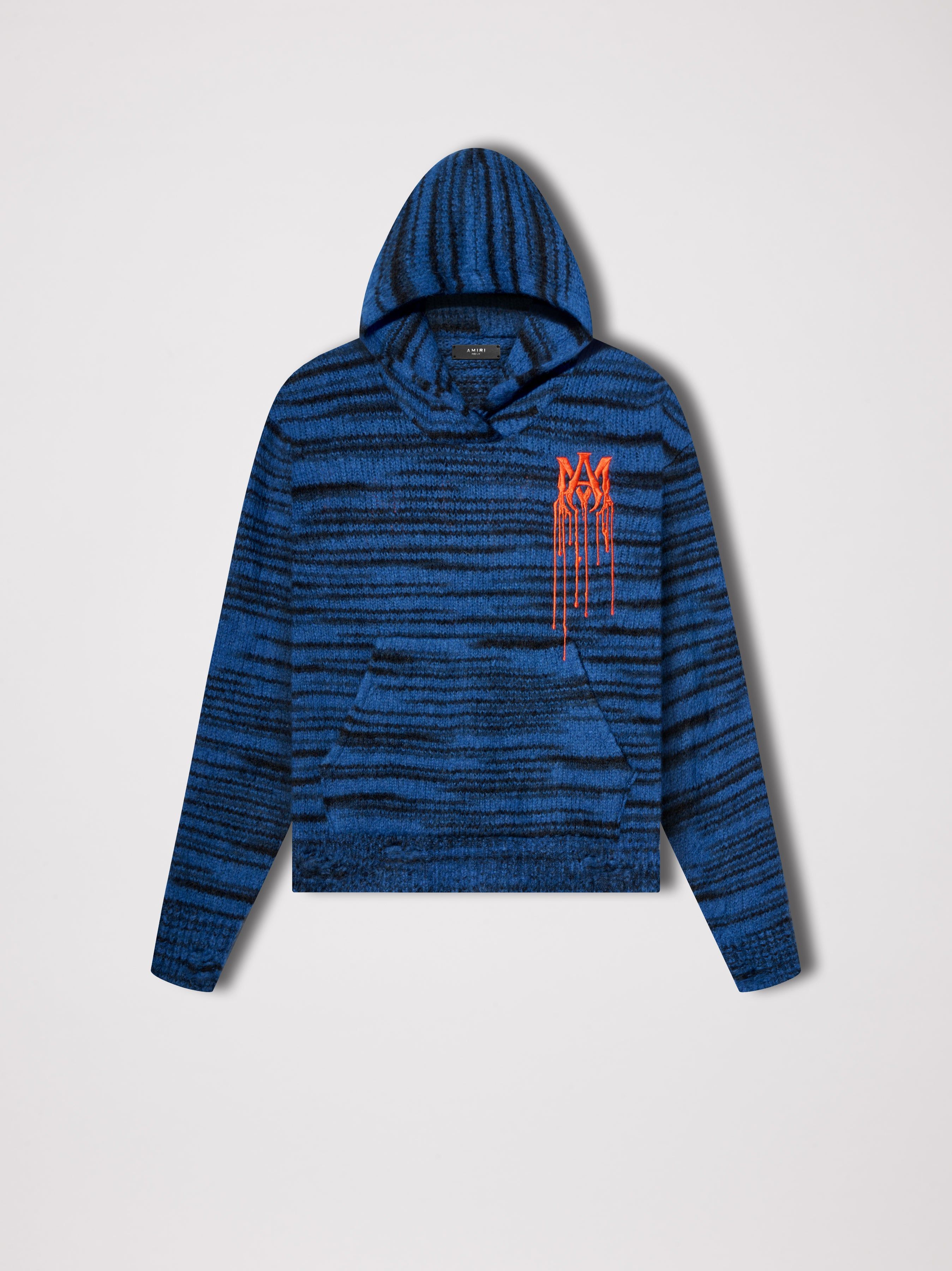 SPACE DYE HOODIE WITH PAINT DRIP M.A. LOGO - BLUE sold by AMIRI
