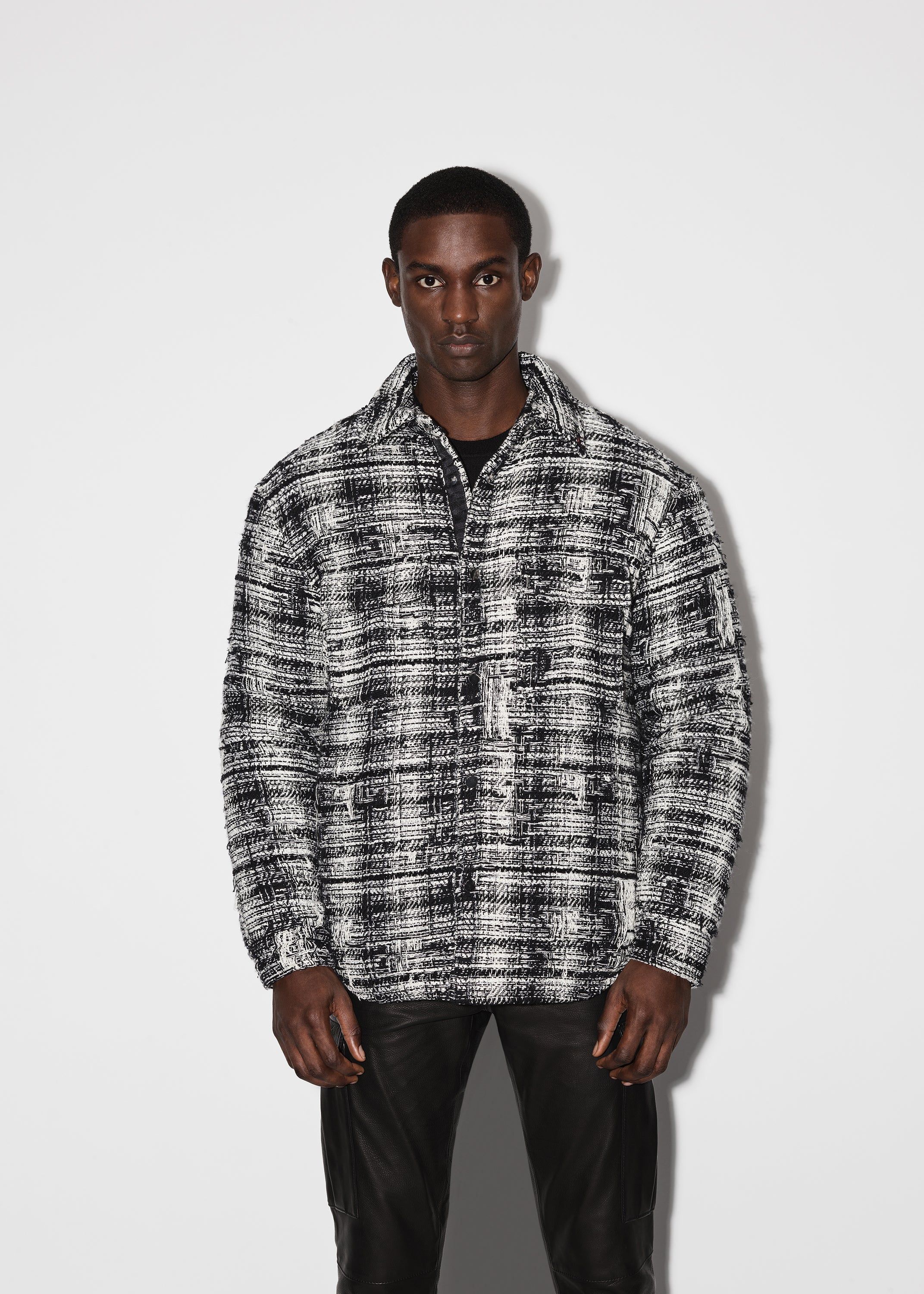 TWEED PADDED OVERSHIRT - BLACK / WHITE sold by AMIRI product image thumbnail 2