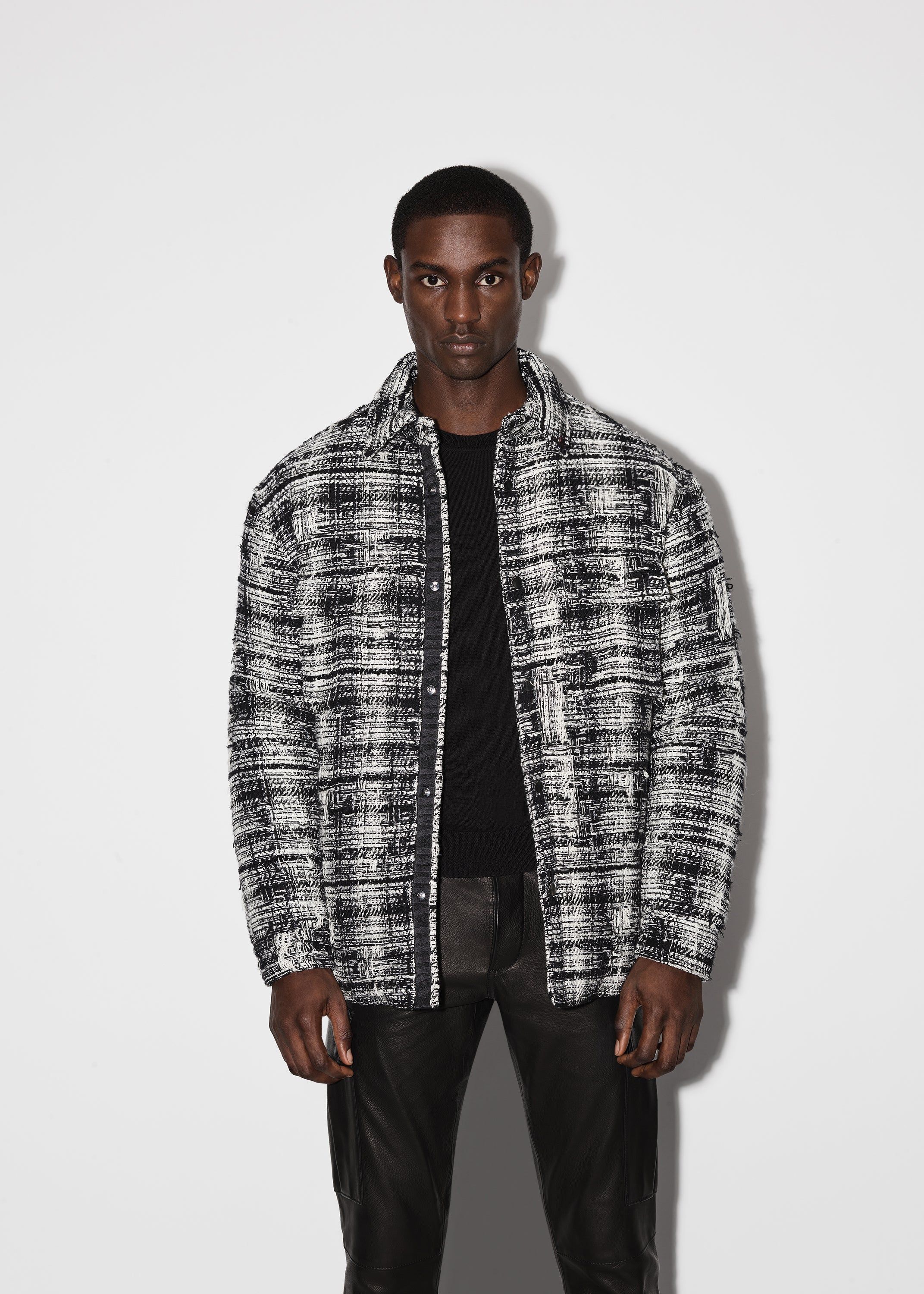 TWEED PADDED OVERSHIRT - BLACK / WHITE sold by AMIRI product image thumbnail 3