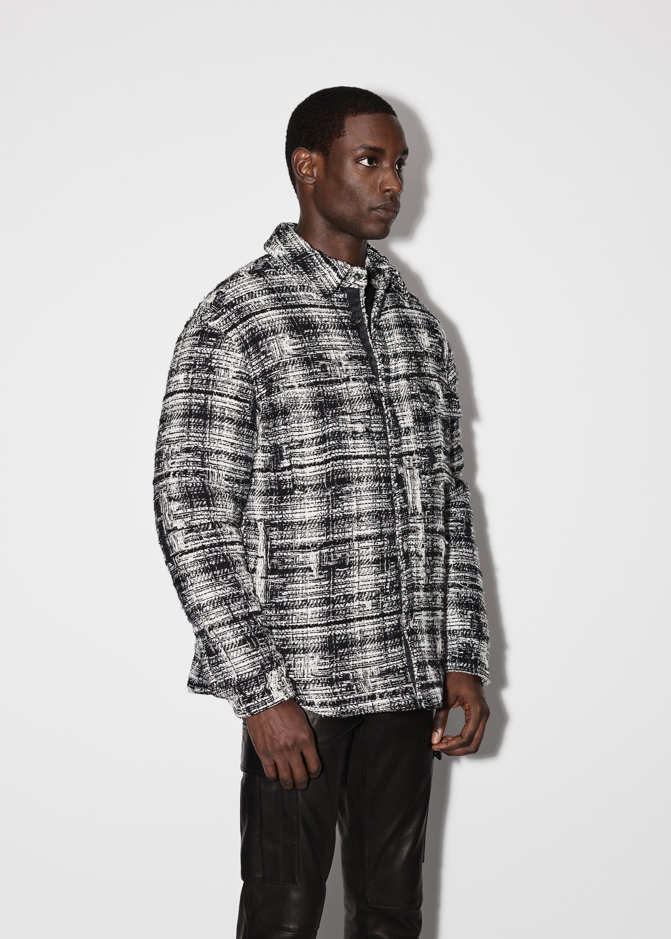 TWEED PADDED OVERSHIRT - BLACK / WHITE sold by AMIRI product image thumbnail 4