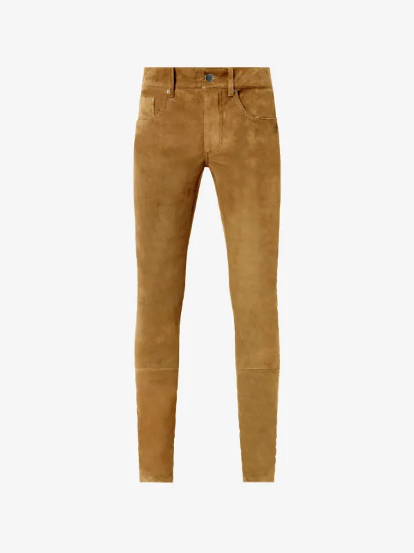5 POCKET SUEDE PANT - TOBACCO sold by AMIRI