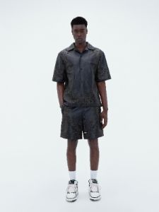 LEATHER BANDANA SHORT SLEEVE SHIRT - Black sold by AMIRI