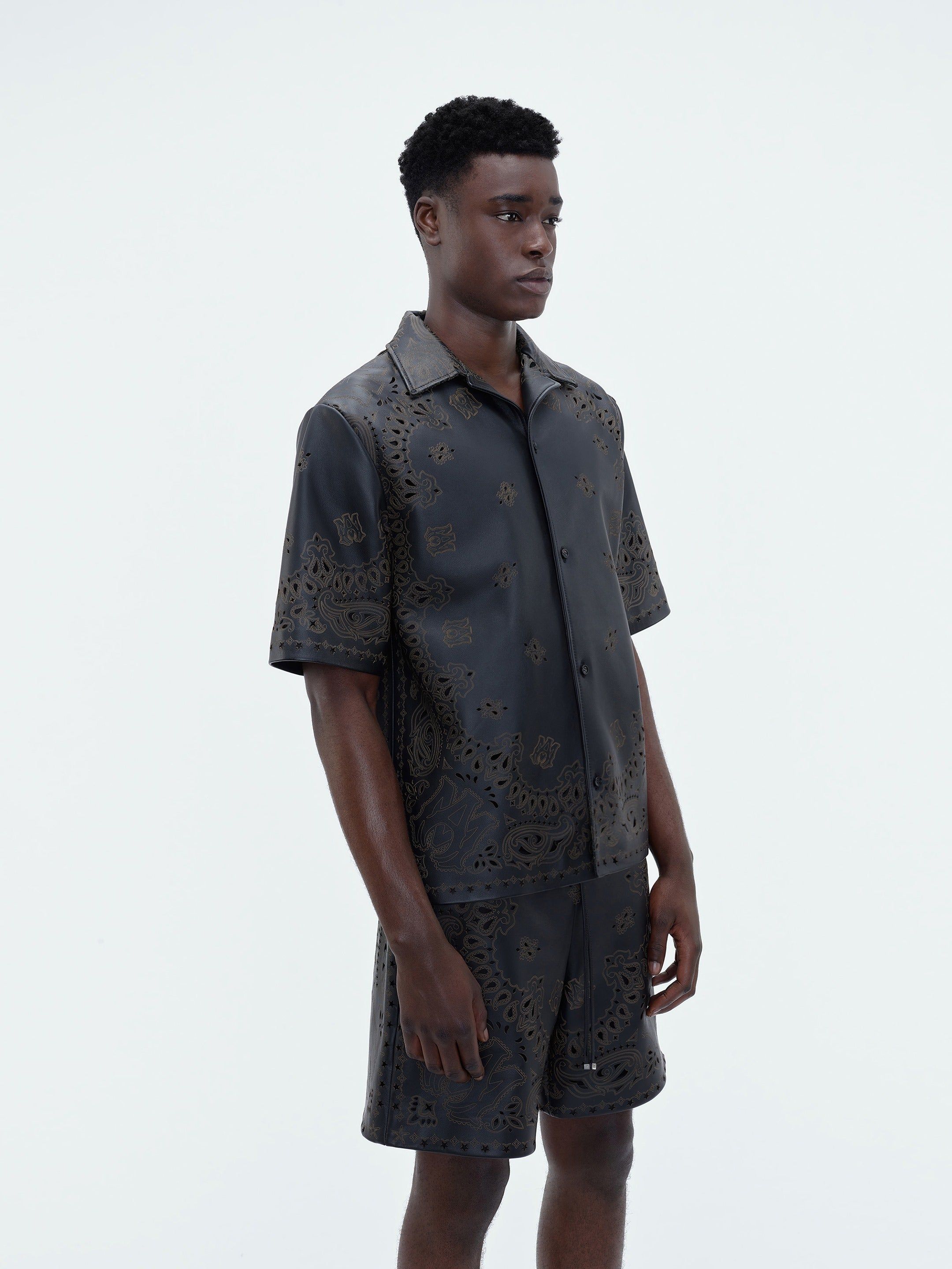 LEATHER BANDANA SHORT SLEEVE SHIRT - Black sold by AMIRI product image thumbnail 4