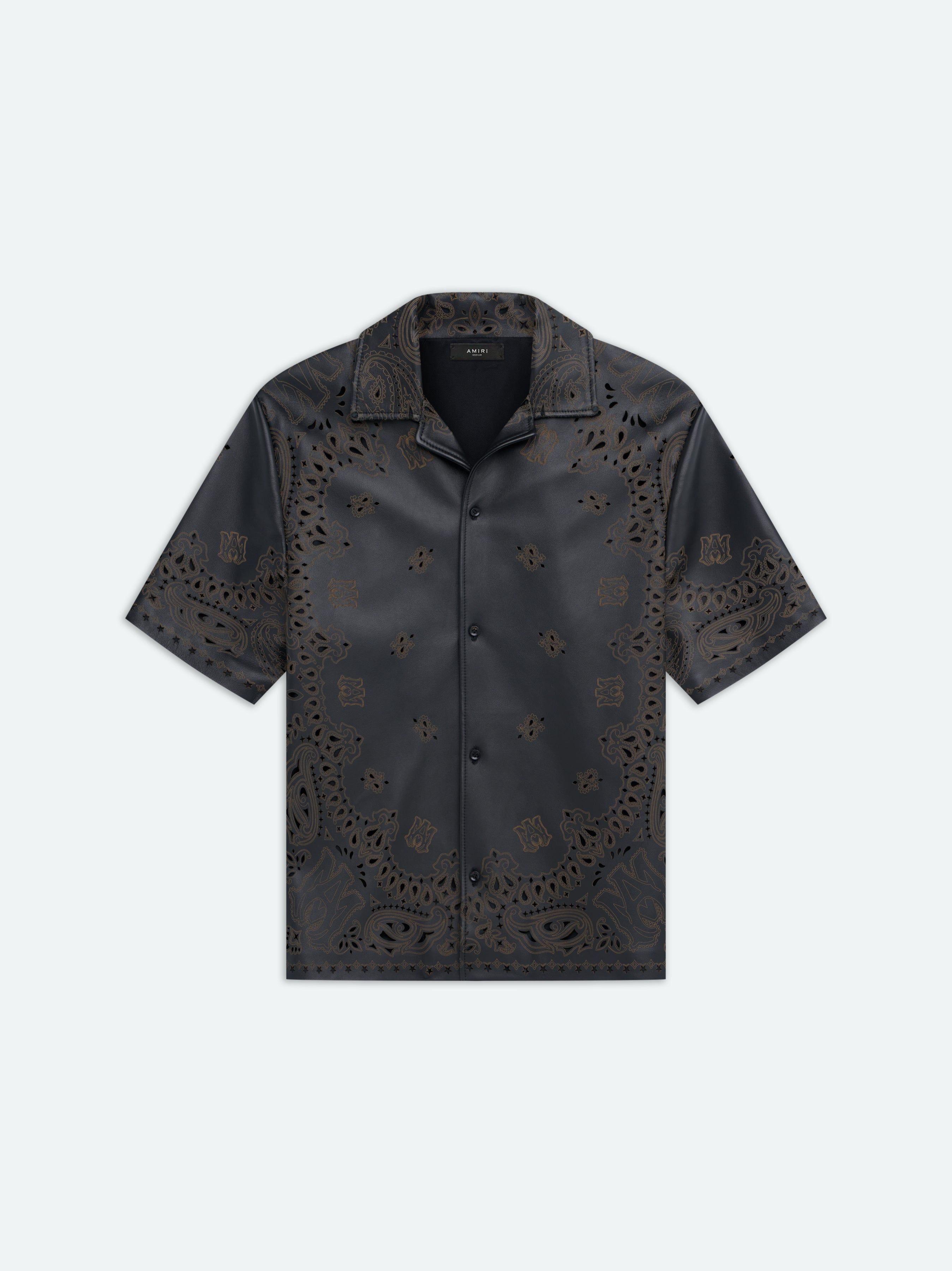 LEATHER BANDANA SHORT SLEEVE SHIRT - Black sold by AMIRI