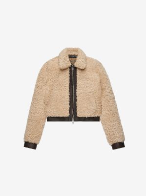 SHEARLING FUR ZIPPED JACKET - Natural made by AMIRI