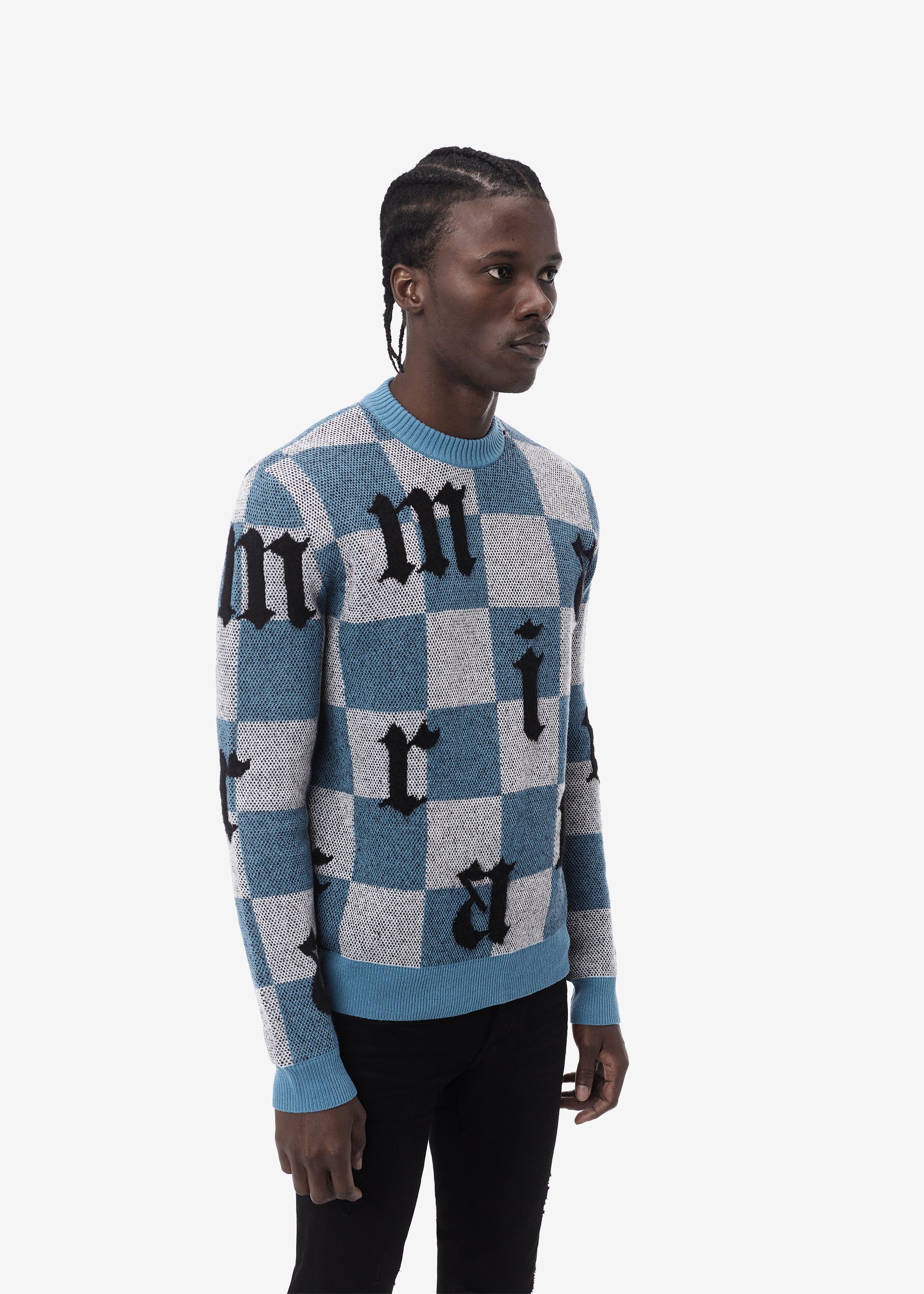 LOGO CHECK CREW - BLUE sold by AMIRI product image thumbnail 3