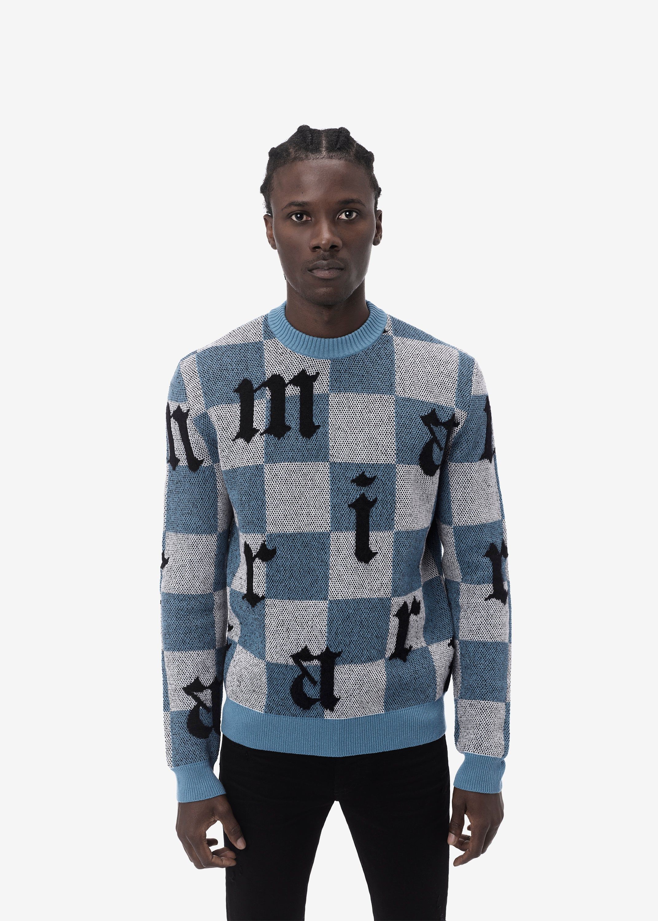 LOGO CHECK CREW - BLUE sold by AMIRI product image thumbnail 2