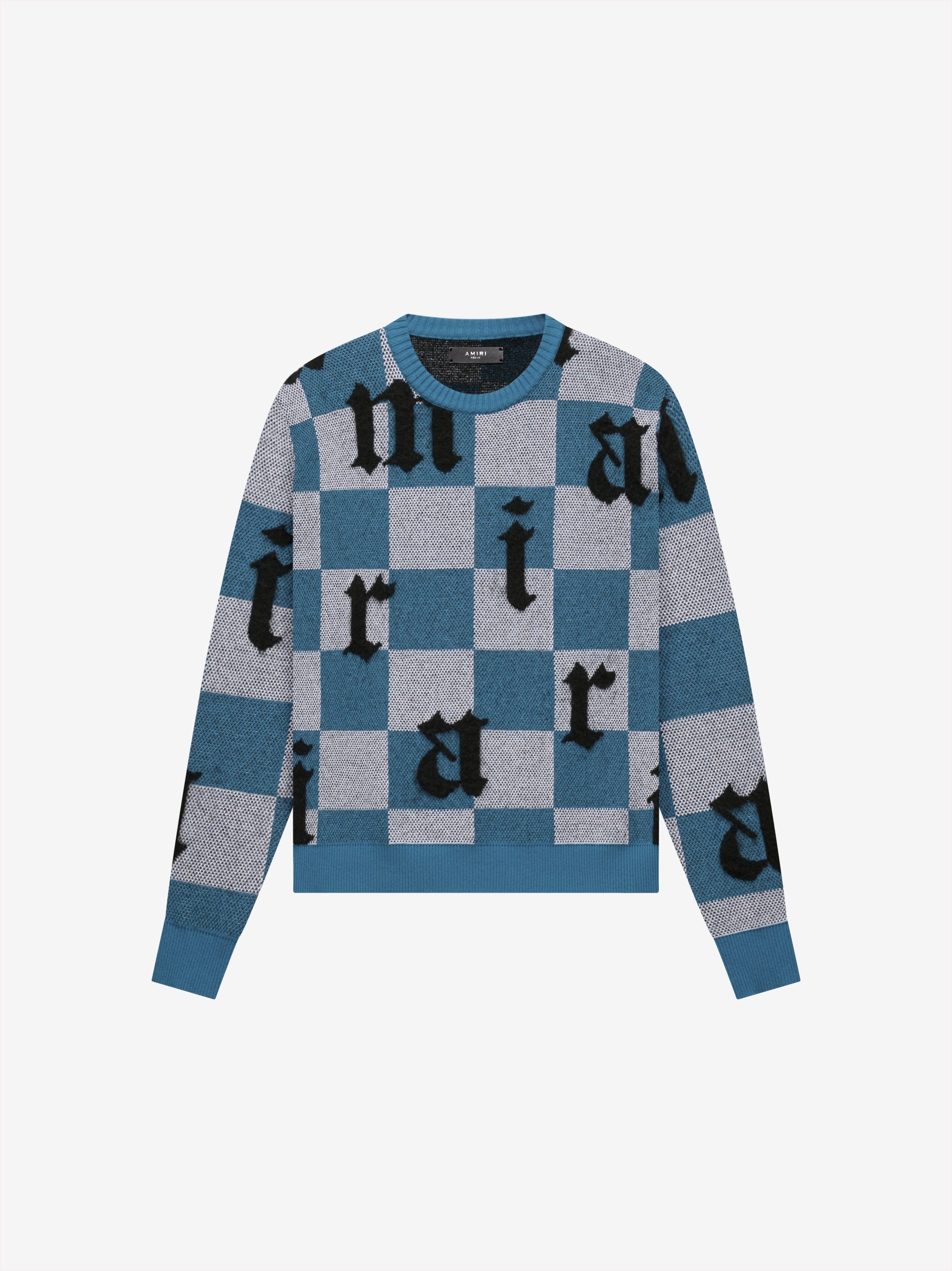 LOGO CHECK CREW - BLUE sold by AMIRI