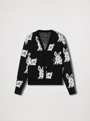 RABBIT REPEAT CARDIGAN - BLACK_WHITE made by AMIRI