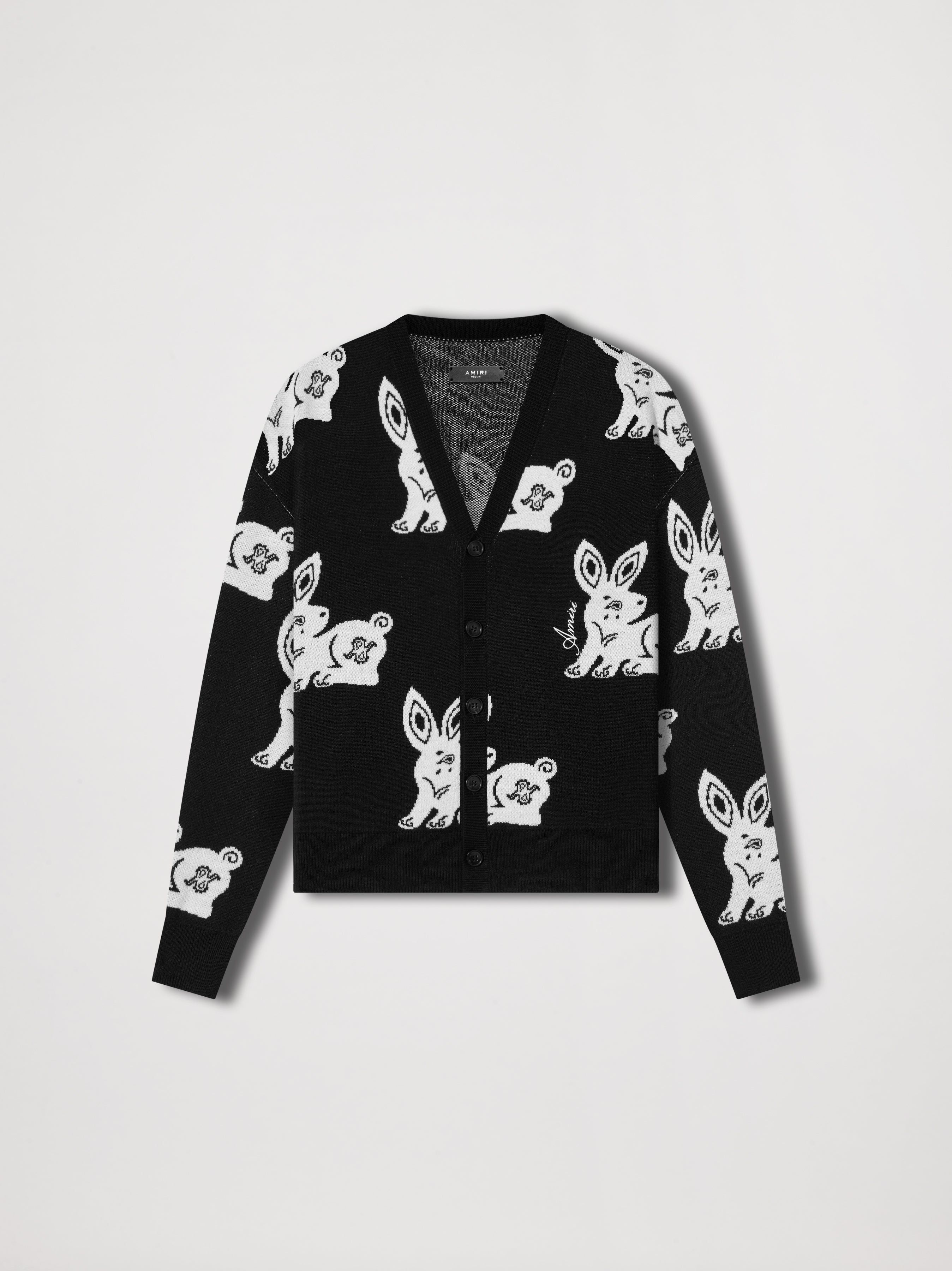 RABBIT REPEAT CARDIGAN - BLACK_WHITE sold by AMIRI