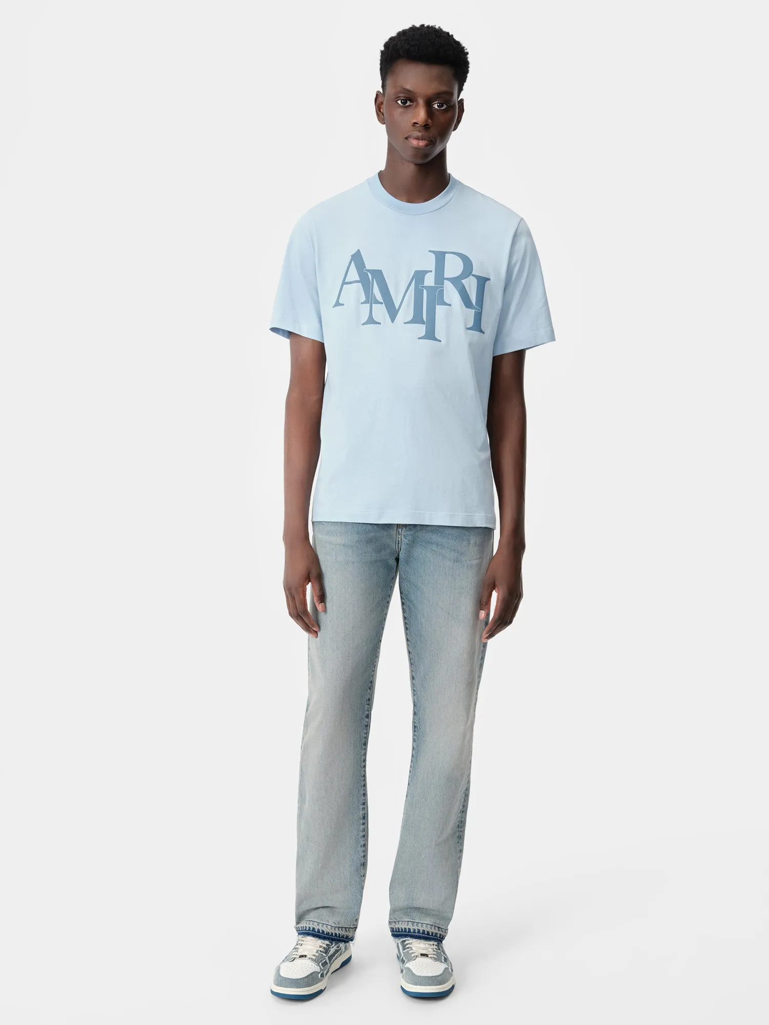 AMIRI STAGGERED TEE - Cerulean sold by AMIRI