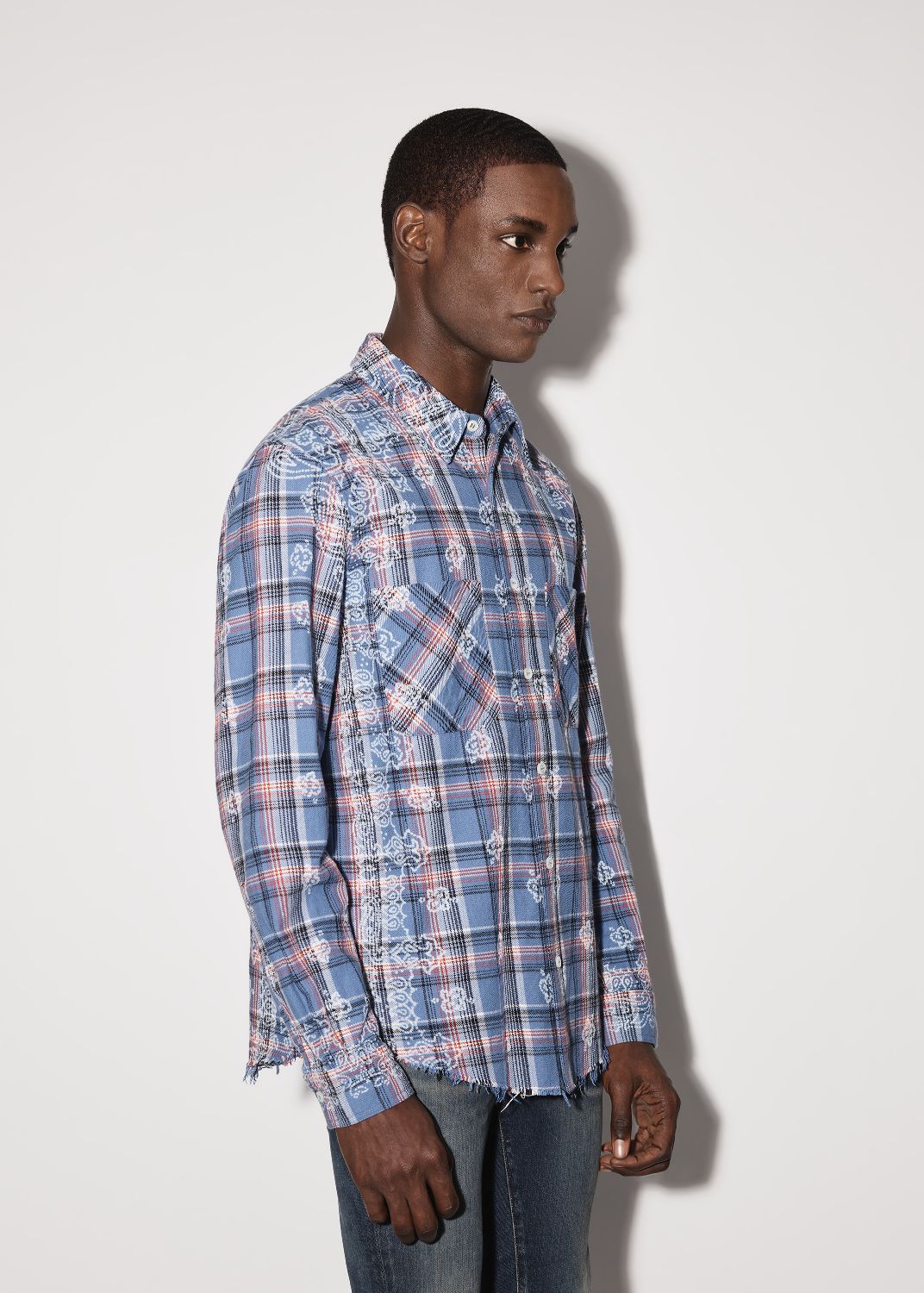 BLEACH BANDANA PLAID - BLUE sold by AMIRI product image thumbnail 3