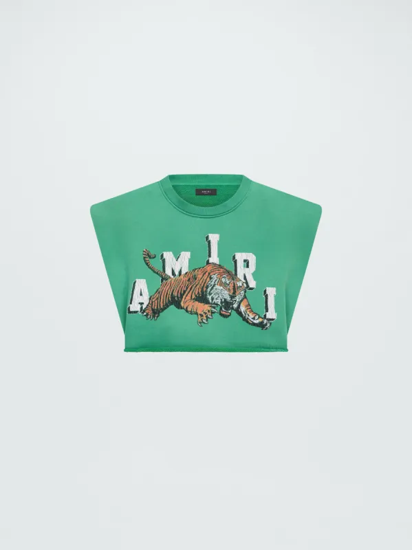 WOMEN - CROPPED TIGER TEE - GREEN sold by AMIRI