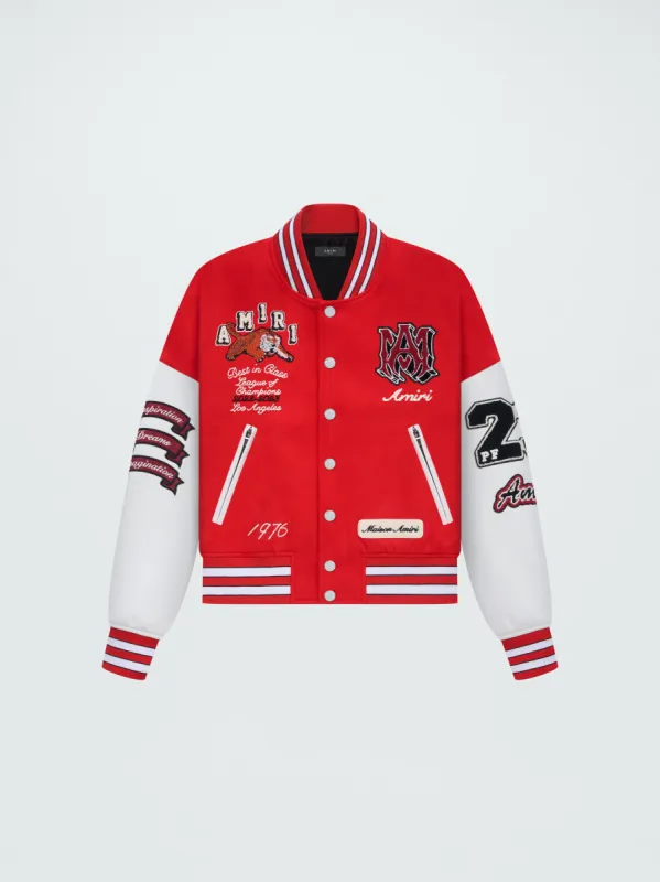 WOMEN - TIGER VARSITY JACKET - RED sold by AMIRI