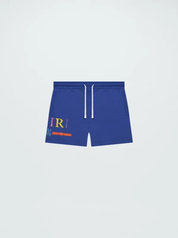 KIDS - RAINBOW MA BAR SWIM TRUNK - BLUE sold by AMIRI