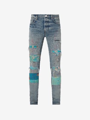 VINTAGE QUILT ART PATCH JEAN - CLAY INDIGO made by AMIRI