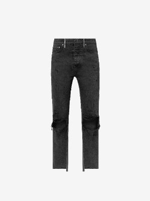 CROPPED STRAIGHT LEATHER / DENIM - ANTIQUE BLACK sold by AMIRI